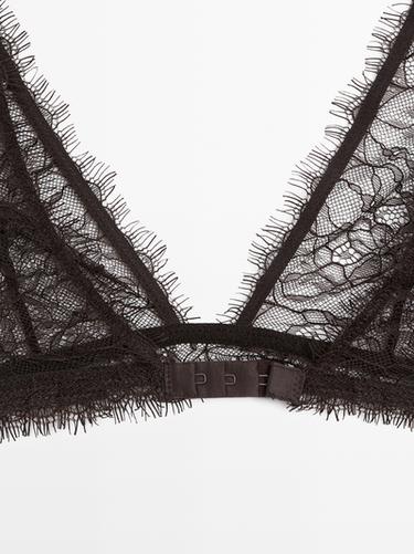 Lace bralette with floral detail — BROWN 6