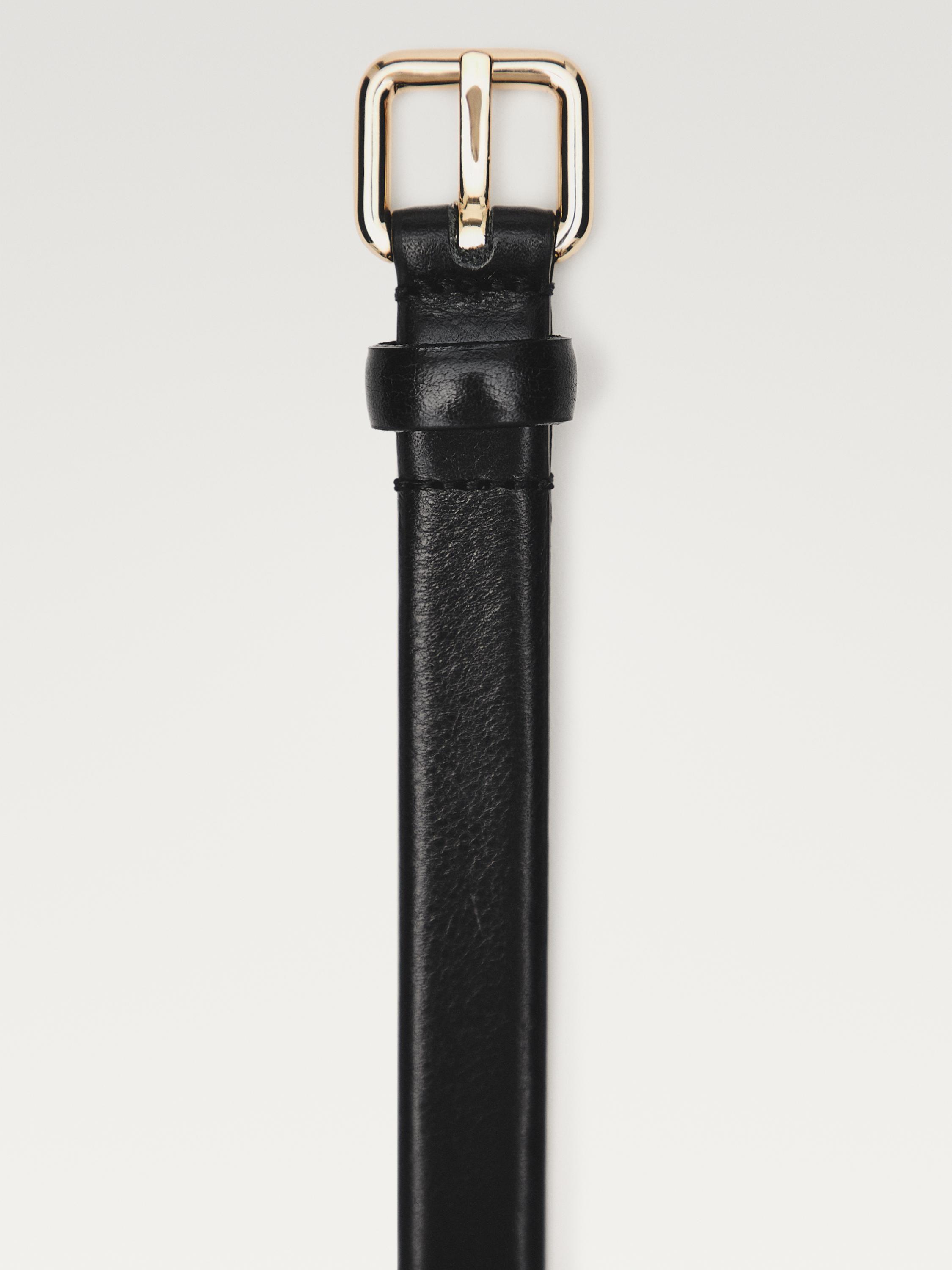 Leather belt with square buckle