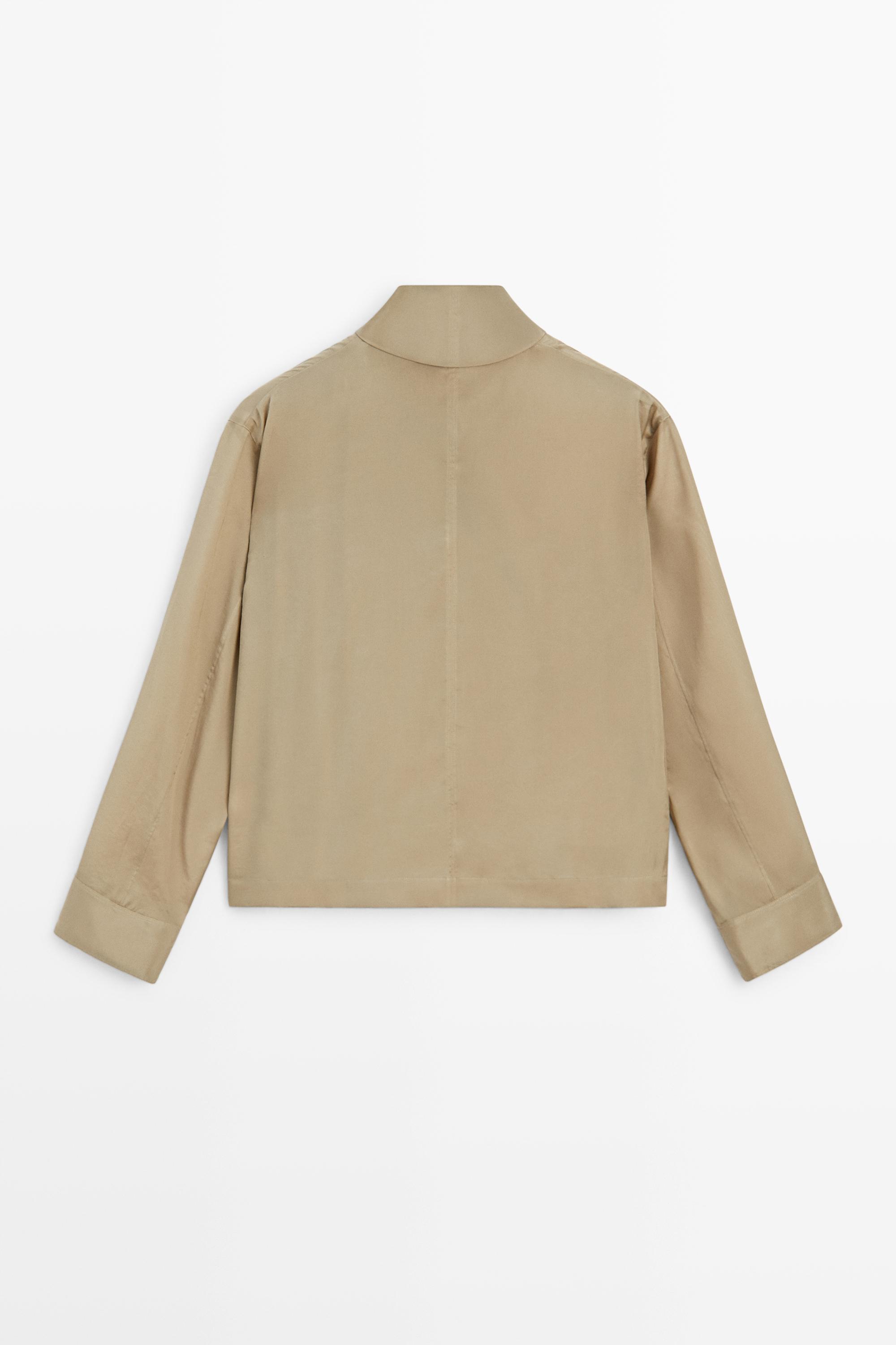 Double-breasted shirt with collar detail — STONE