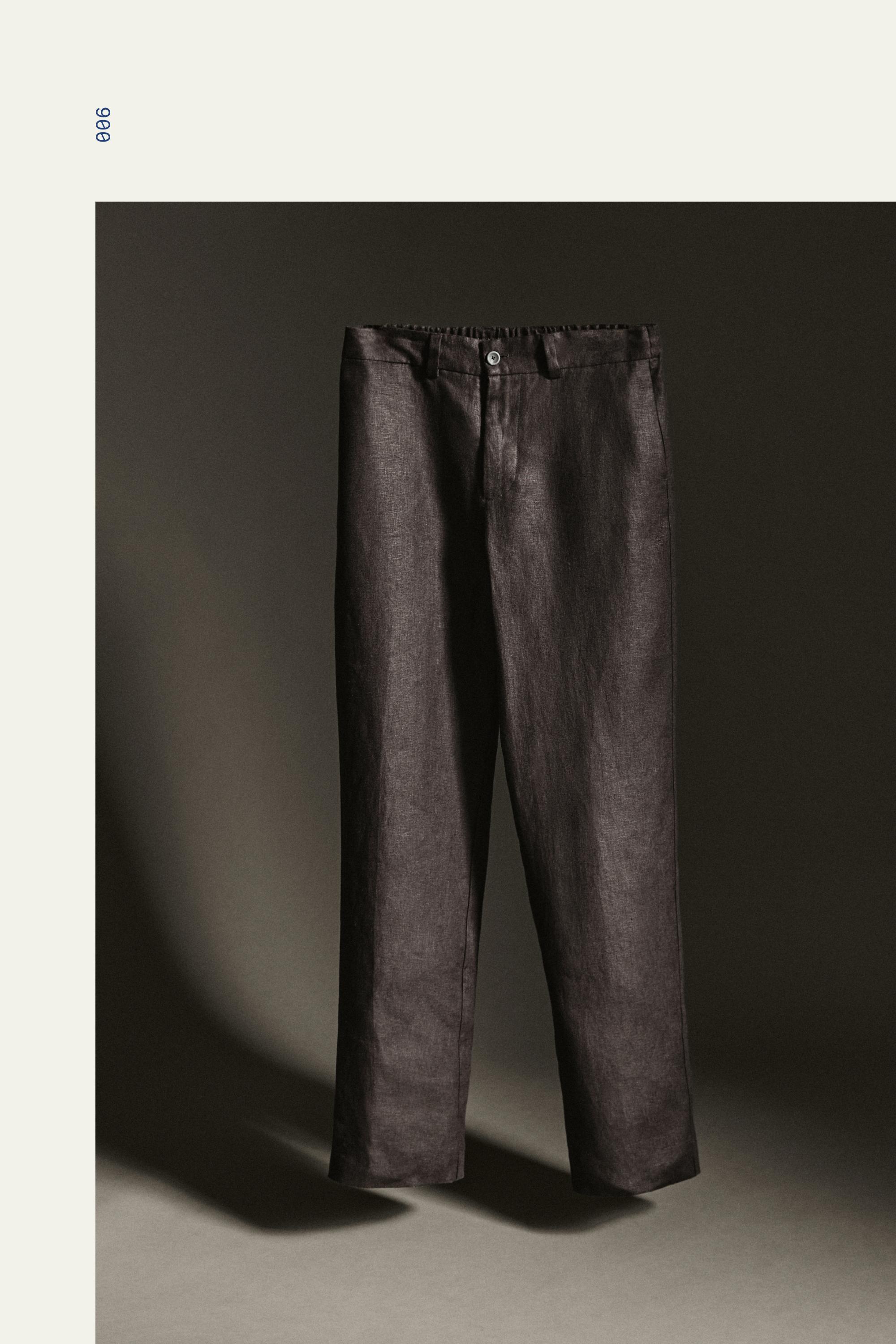 100% linen total look trousers — BROWN