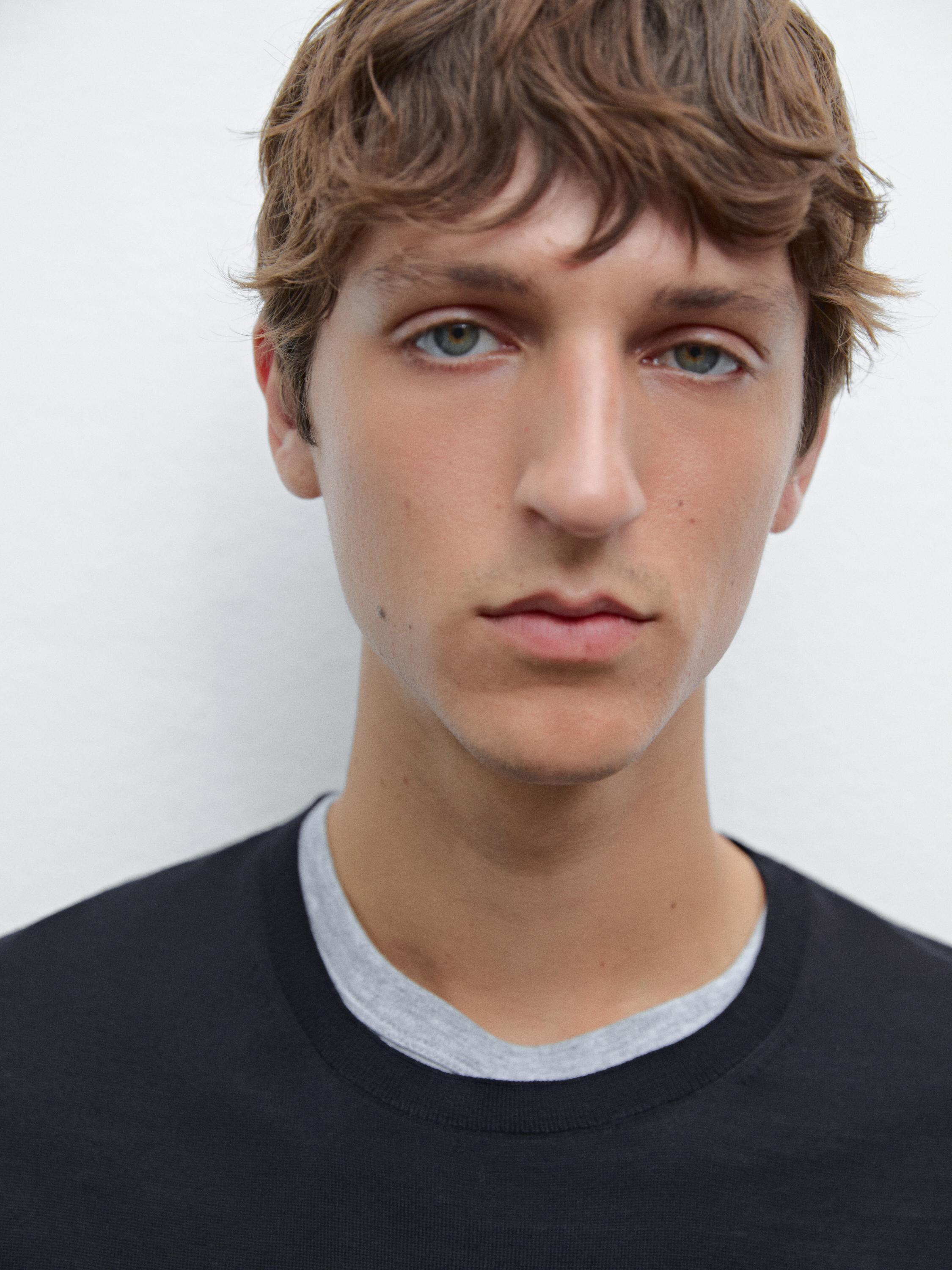 Short sleeve knit wool blend T-shirt