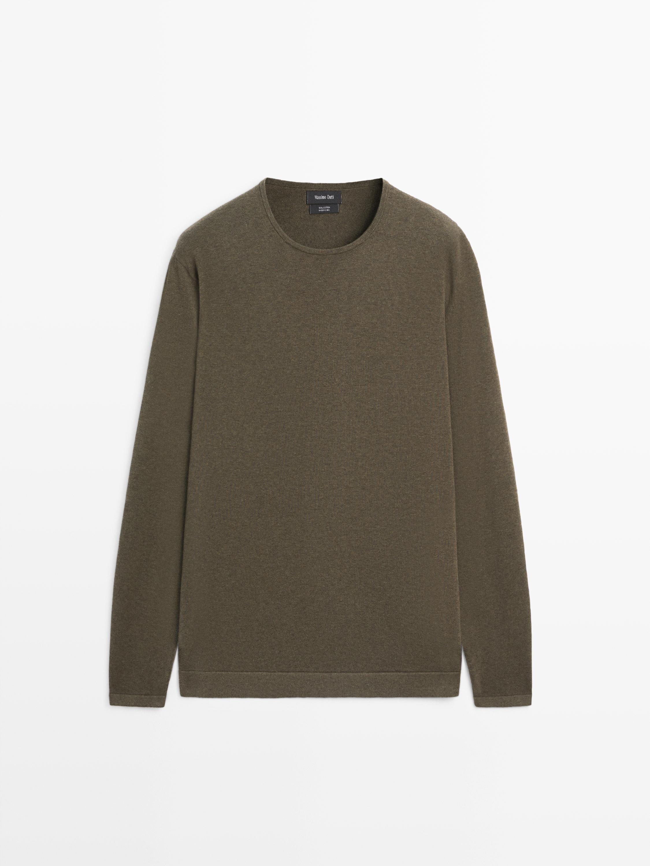 Knit 100% cotton crew neck sweater — GREEN