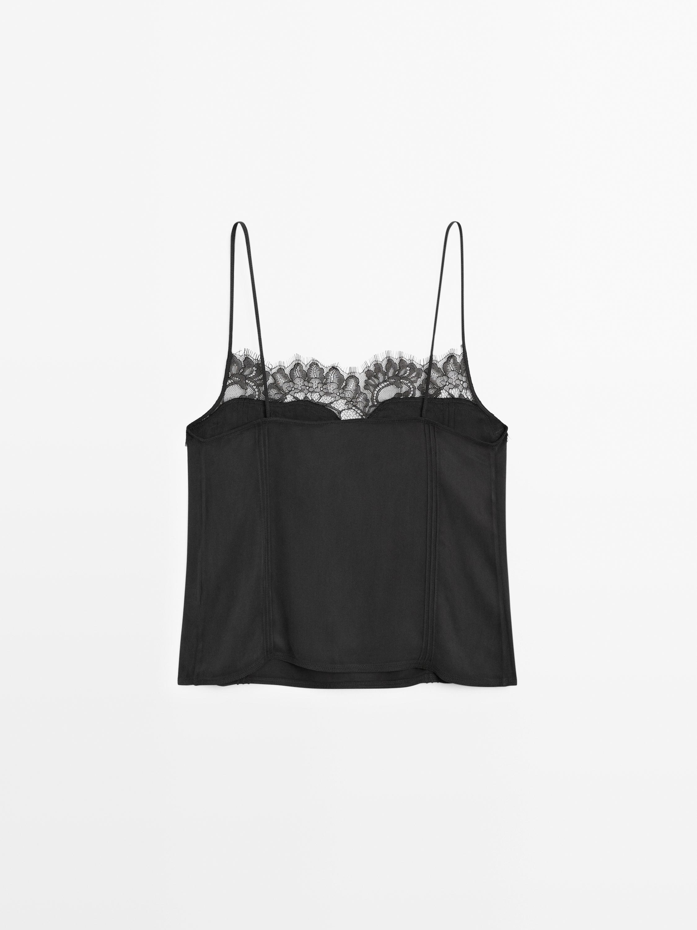 Strappy lace-trimmed top