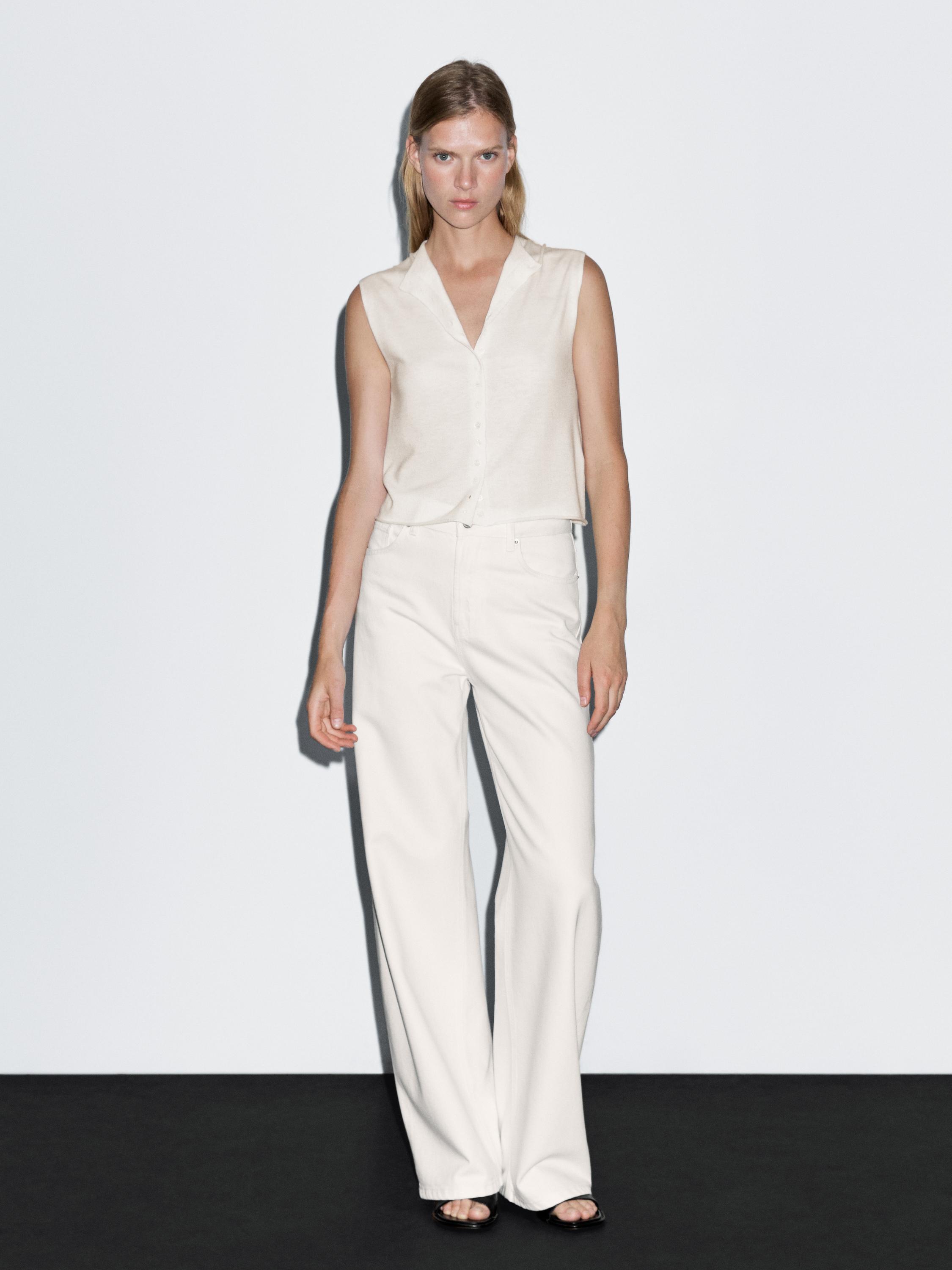 Cropped wool blend knit vest