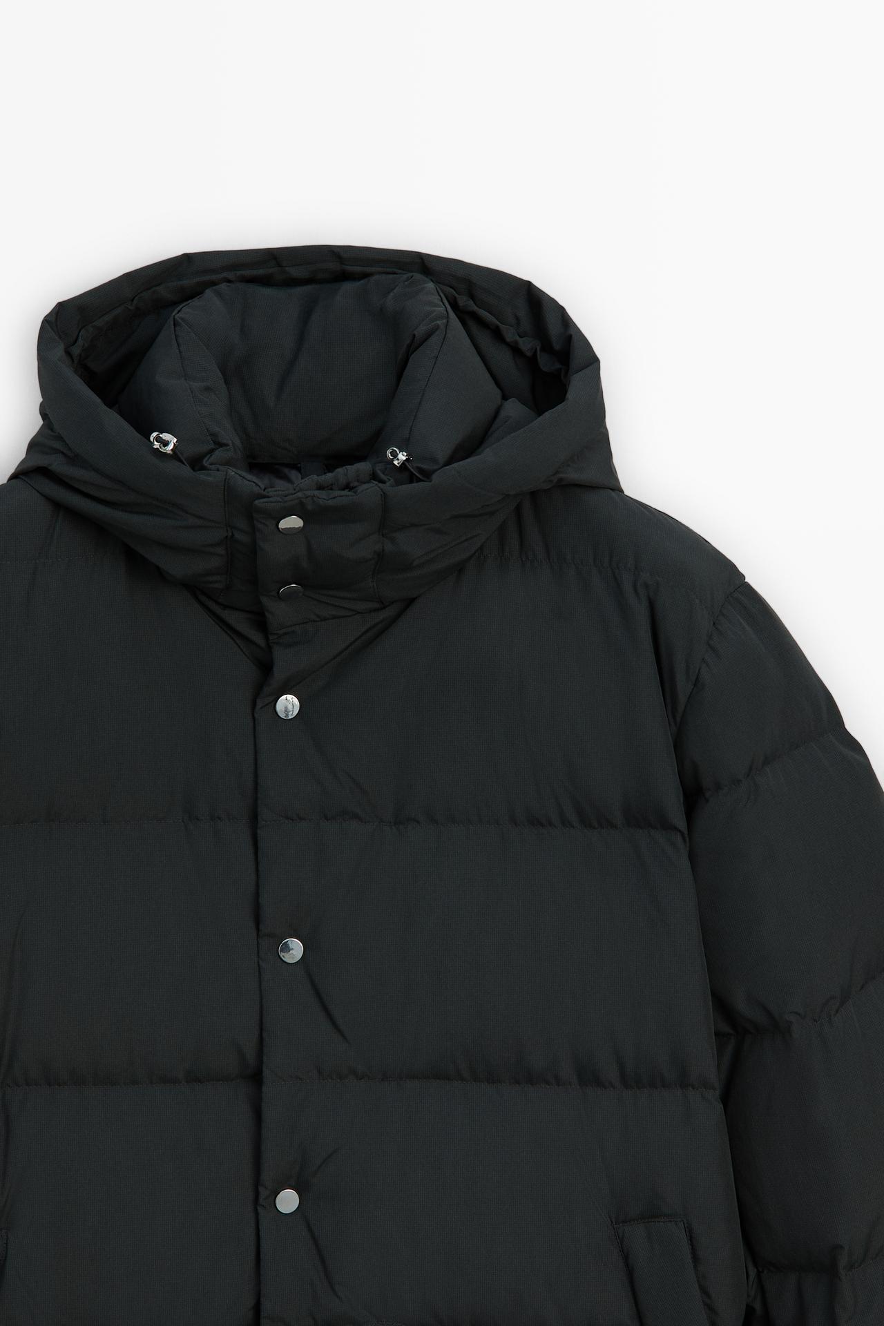 Long down jacket with hood — Blue