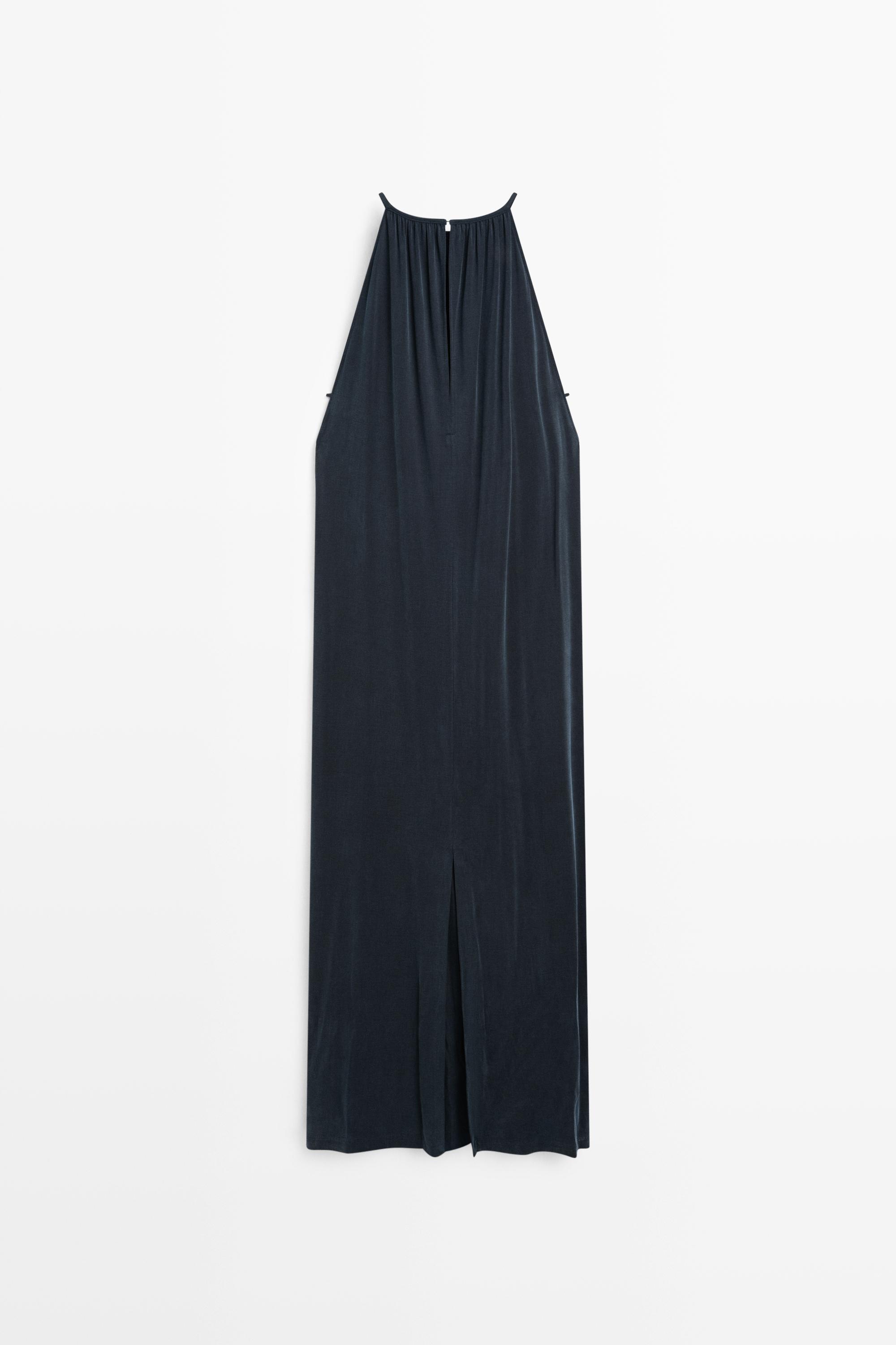 Flowing midi dress with pleats - STUDIO — BLUE