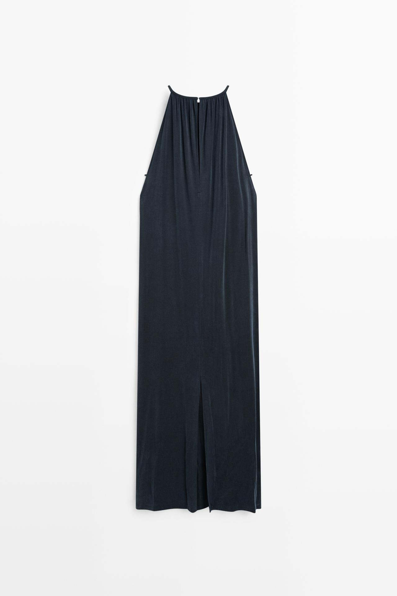 Flowing midi dress with pleats - STUDIO — BLUE
