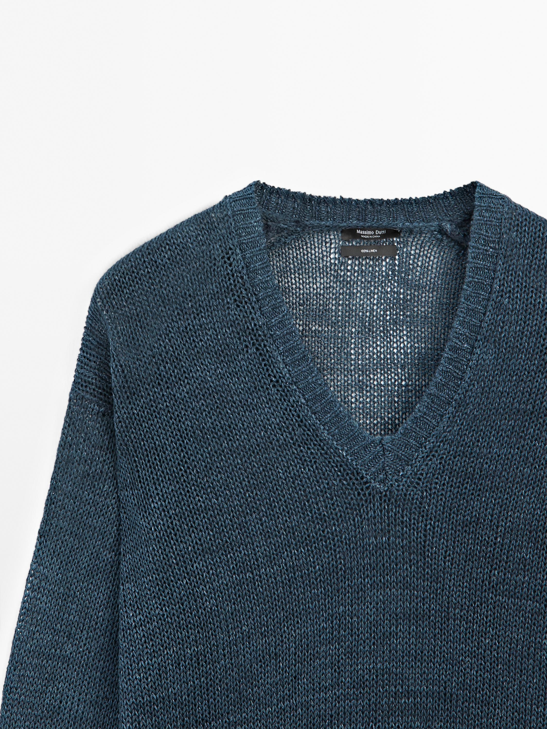 Pull en maille ajourée 100 % lin