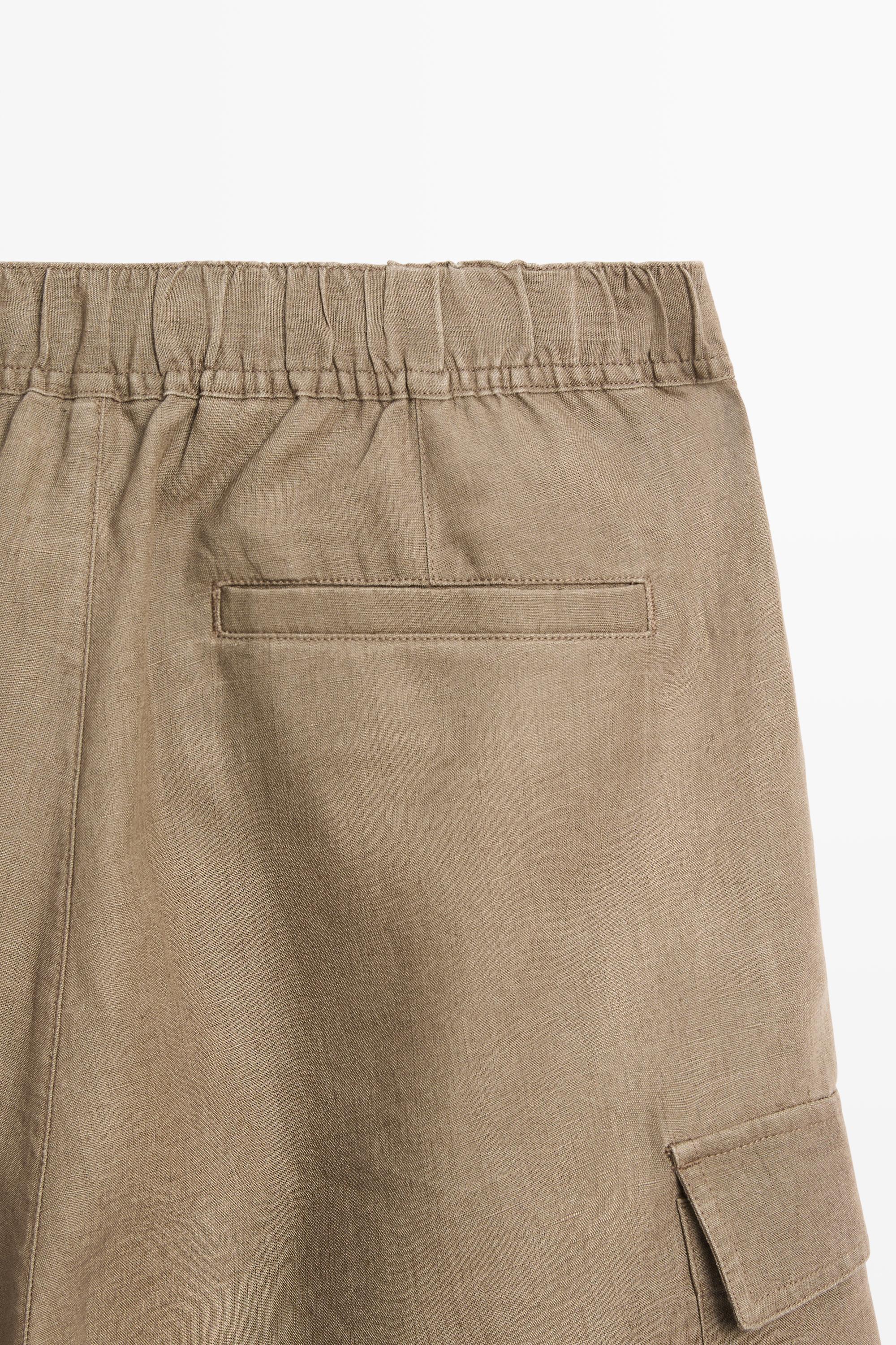 100% linen cargo Bermuda shorts — KHAKI