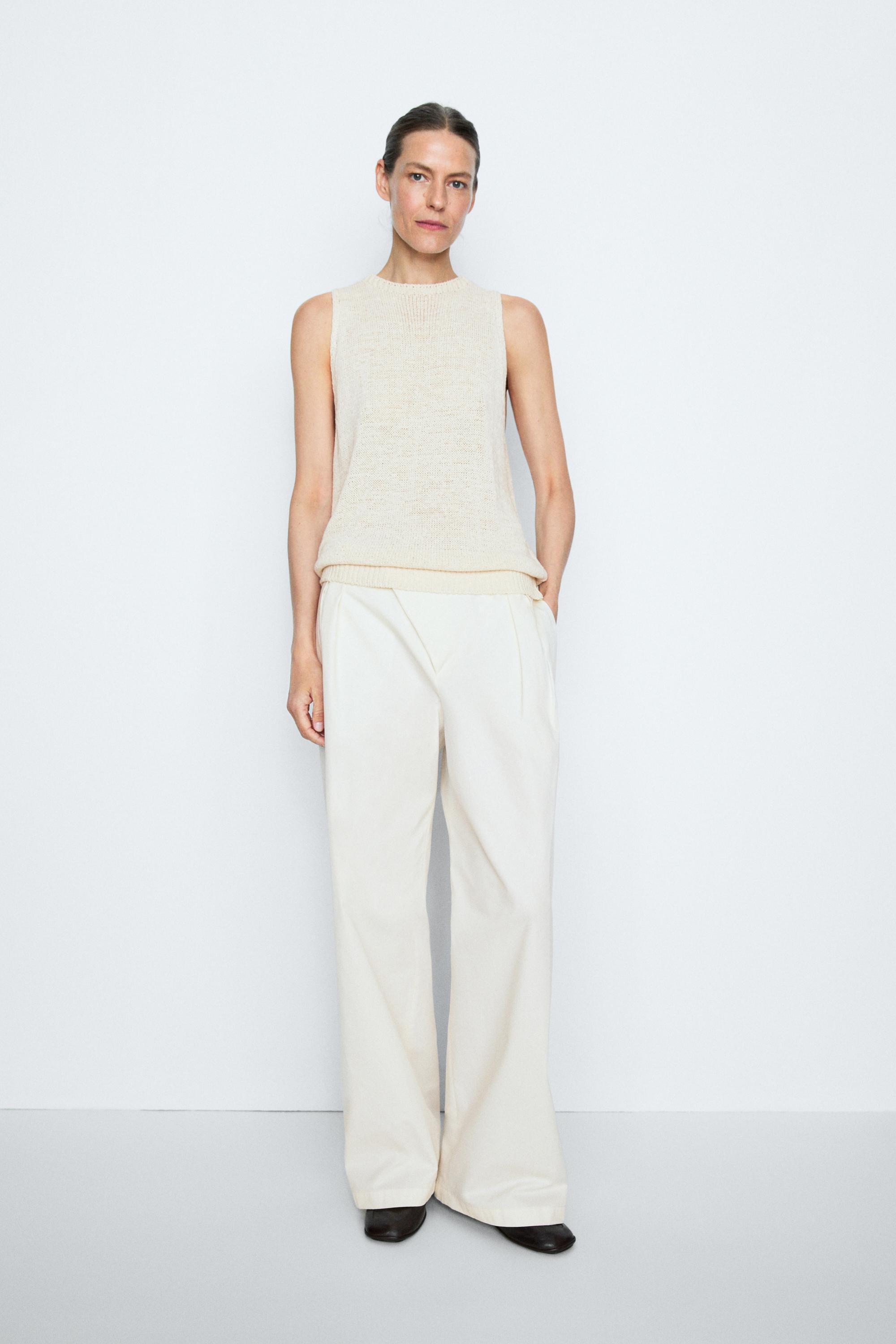 STUDIO Silk-Blend Knit Halter Top — CREAM