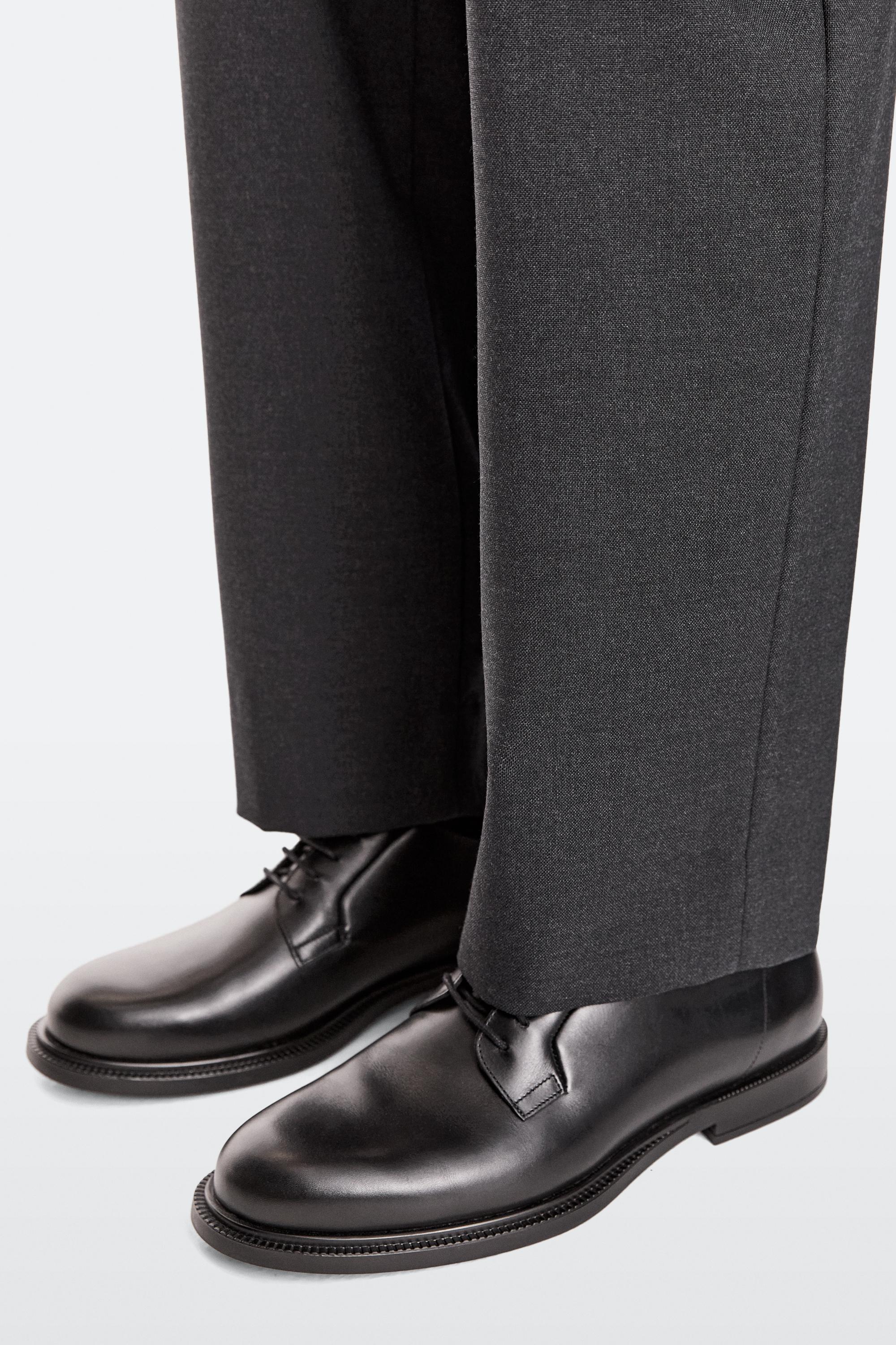 Leather derby shoes — BLACK