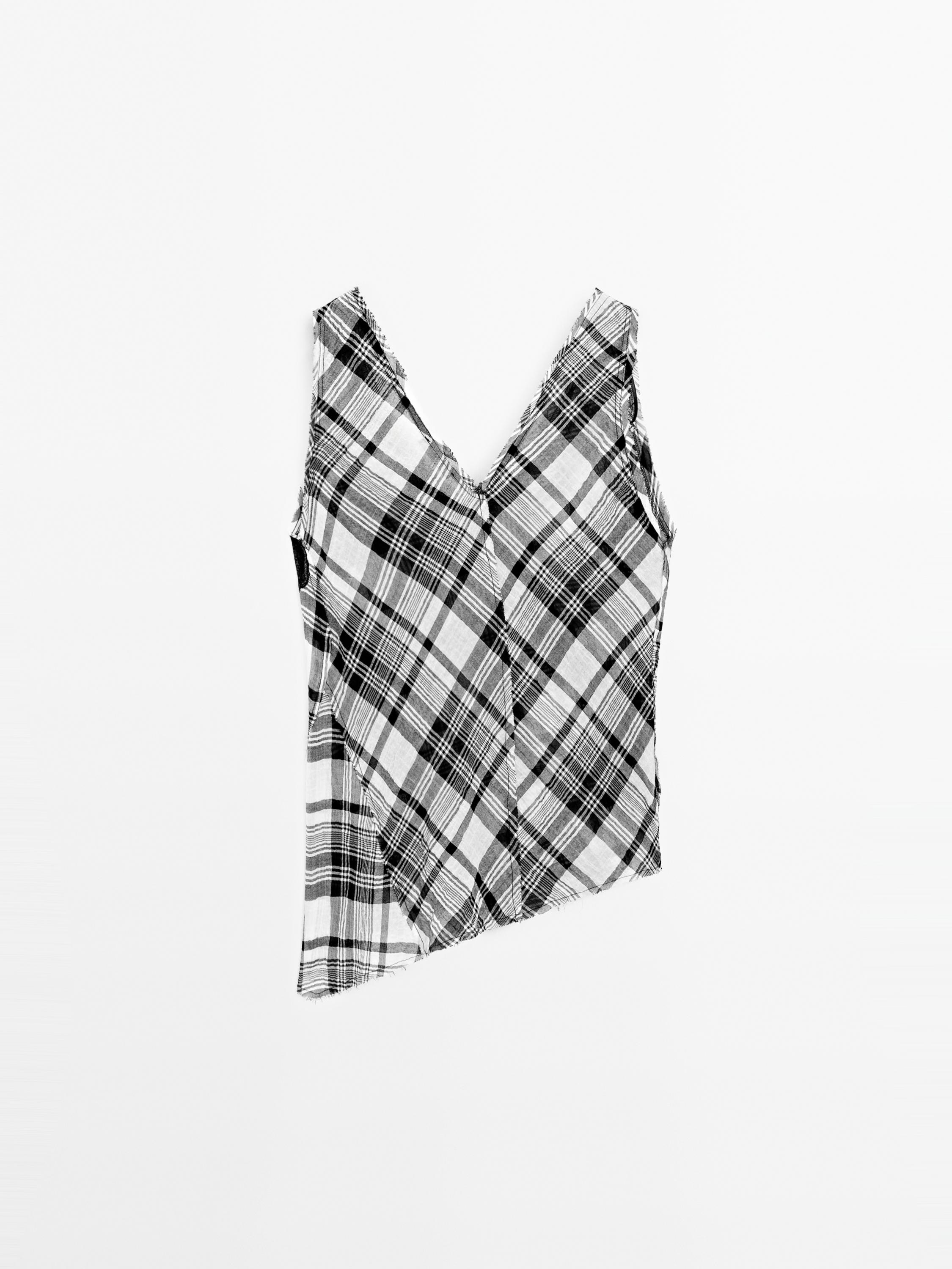 Top z bavlněné směsi s detaily stuh