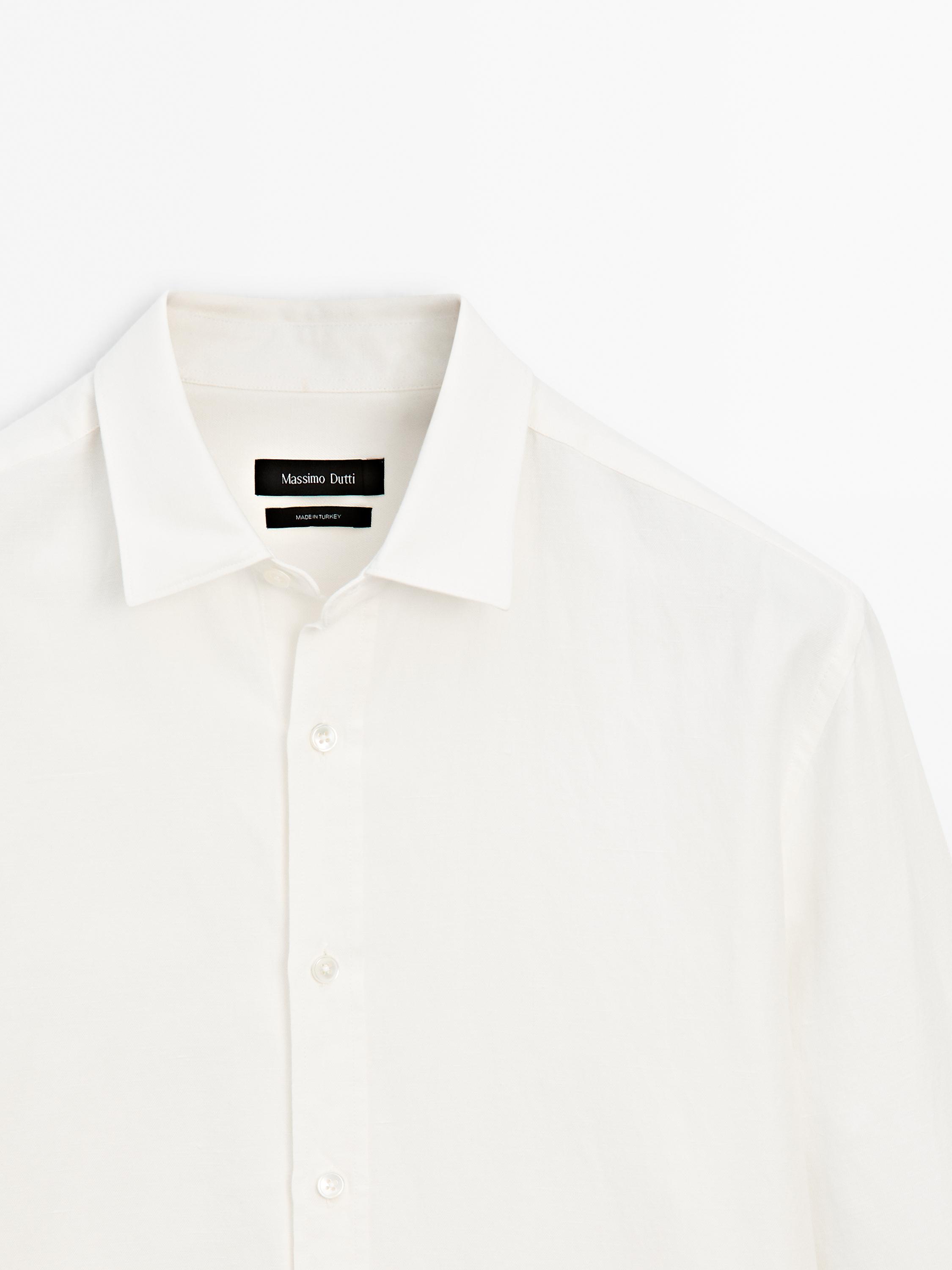 Camisa regular fit con lino
