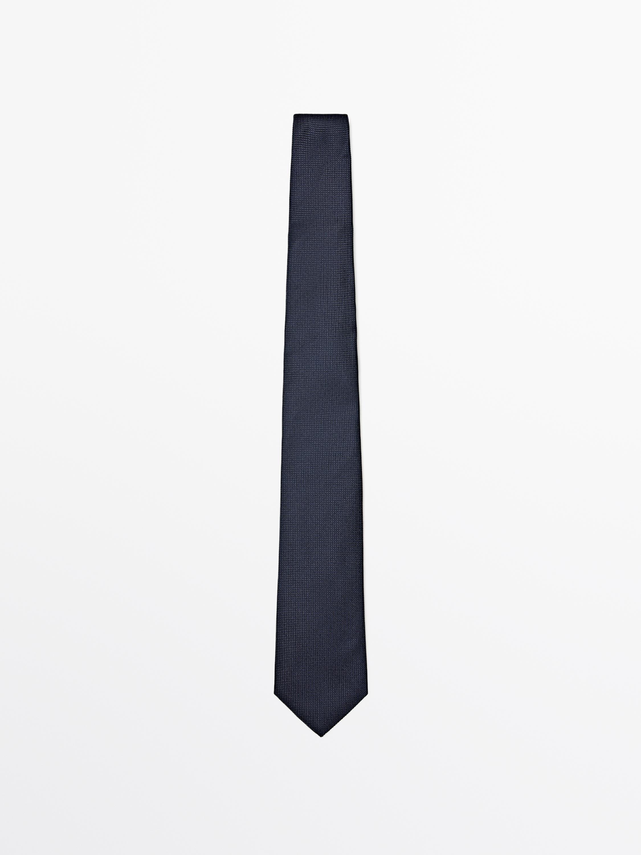 100% mulberry silk polka dot tie — NAVY BLUE