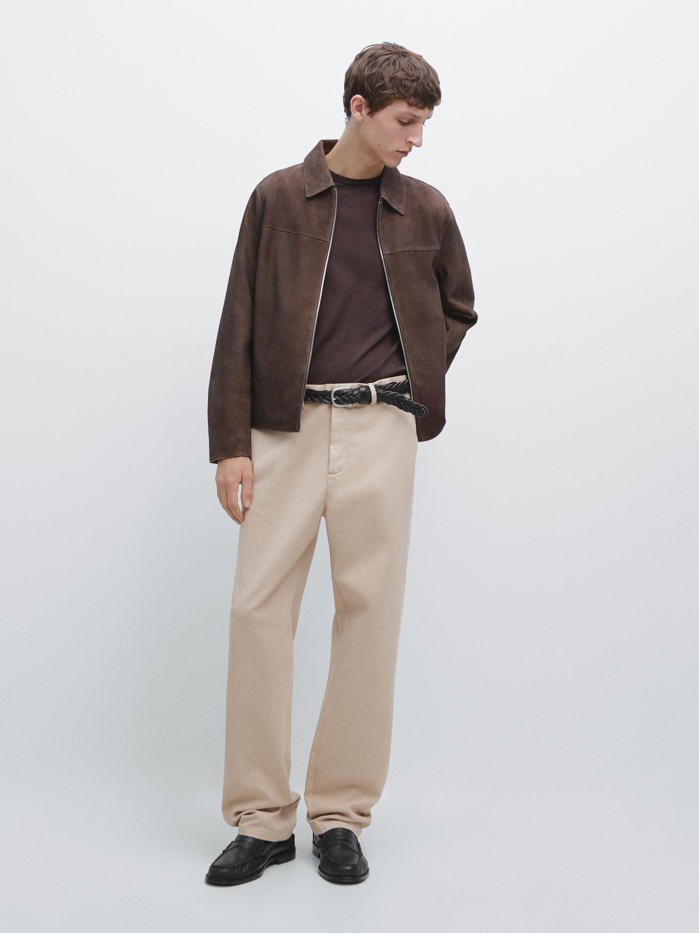 Cotton twill pants with elasticated waistband — BEIGE