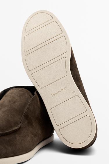 Split suede leather bootie loafer — BROWN 7