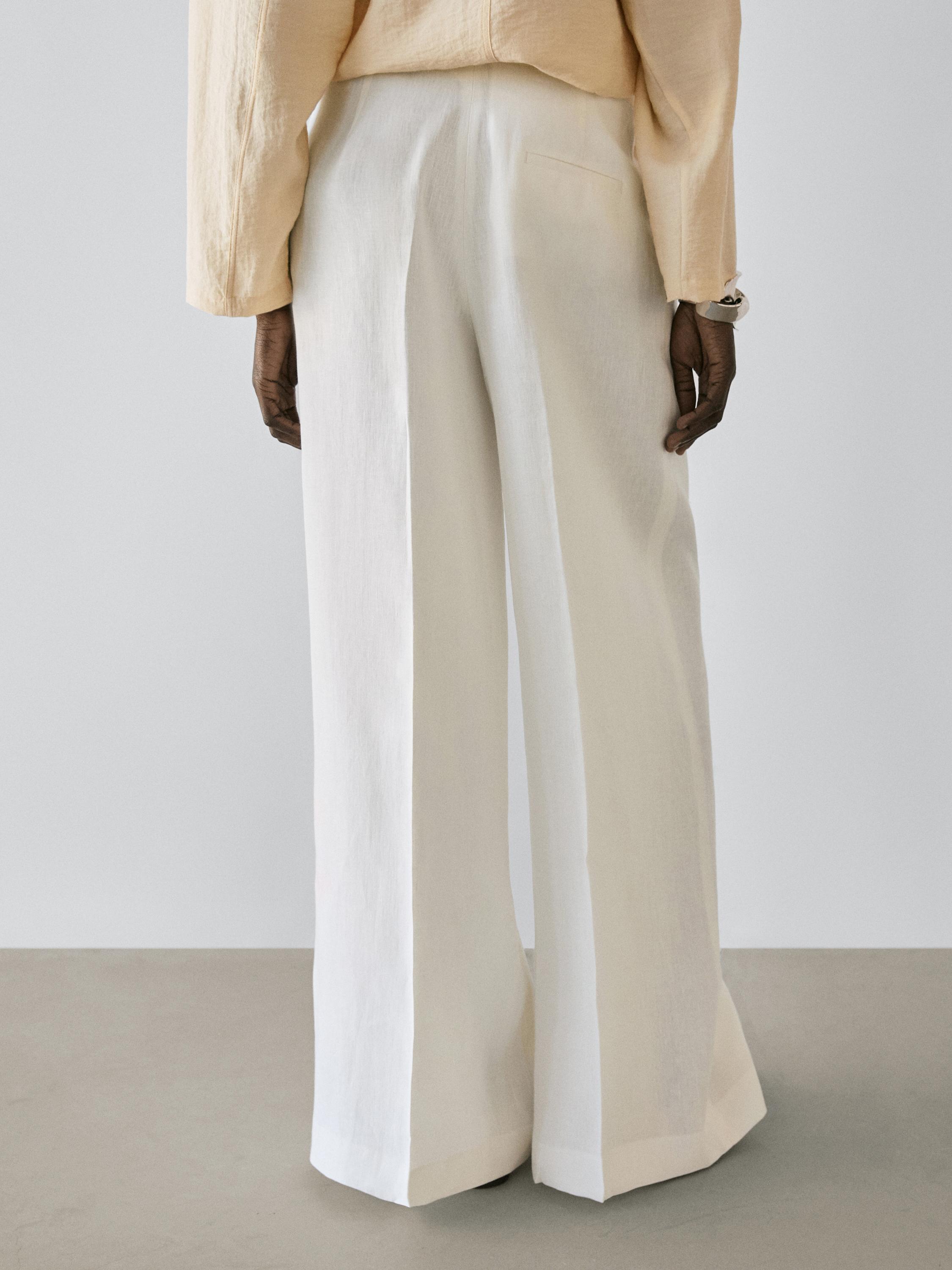 Flowing linen suit trousers — Off white