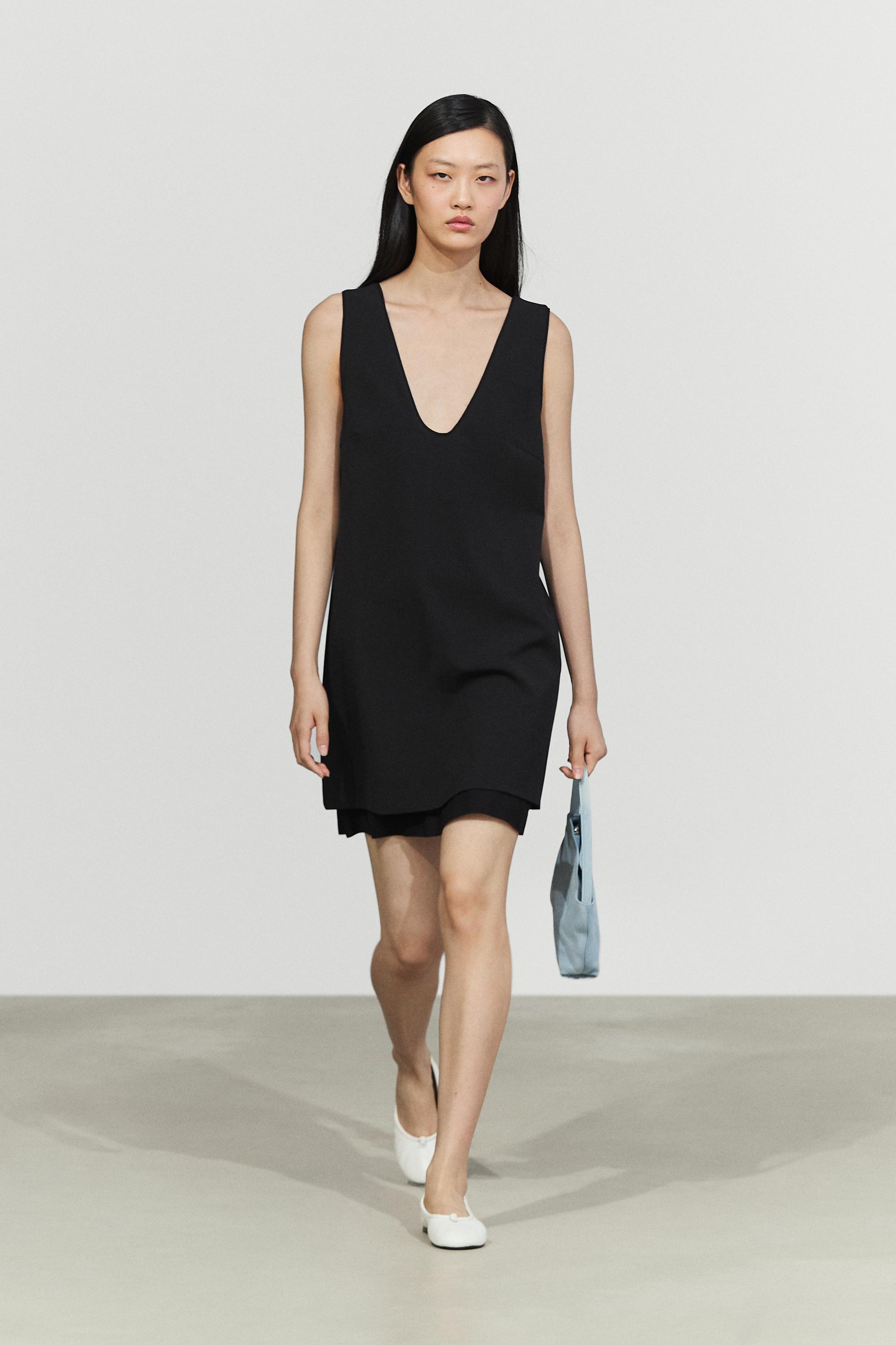 Double-fabric midi dress