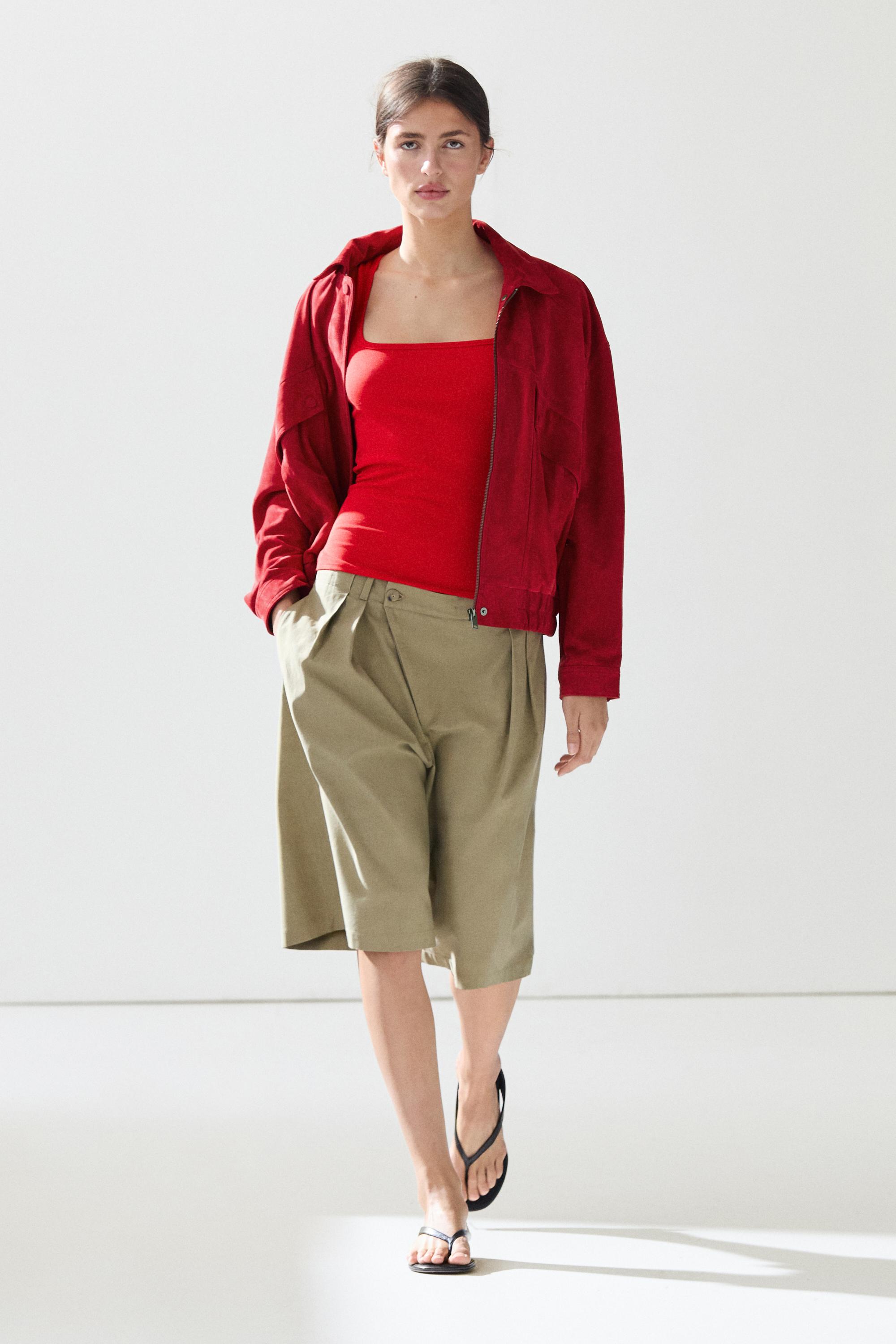 Cotton blend square neck top