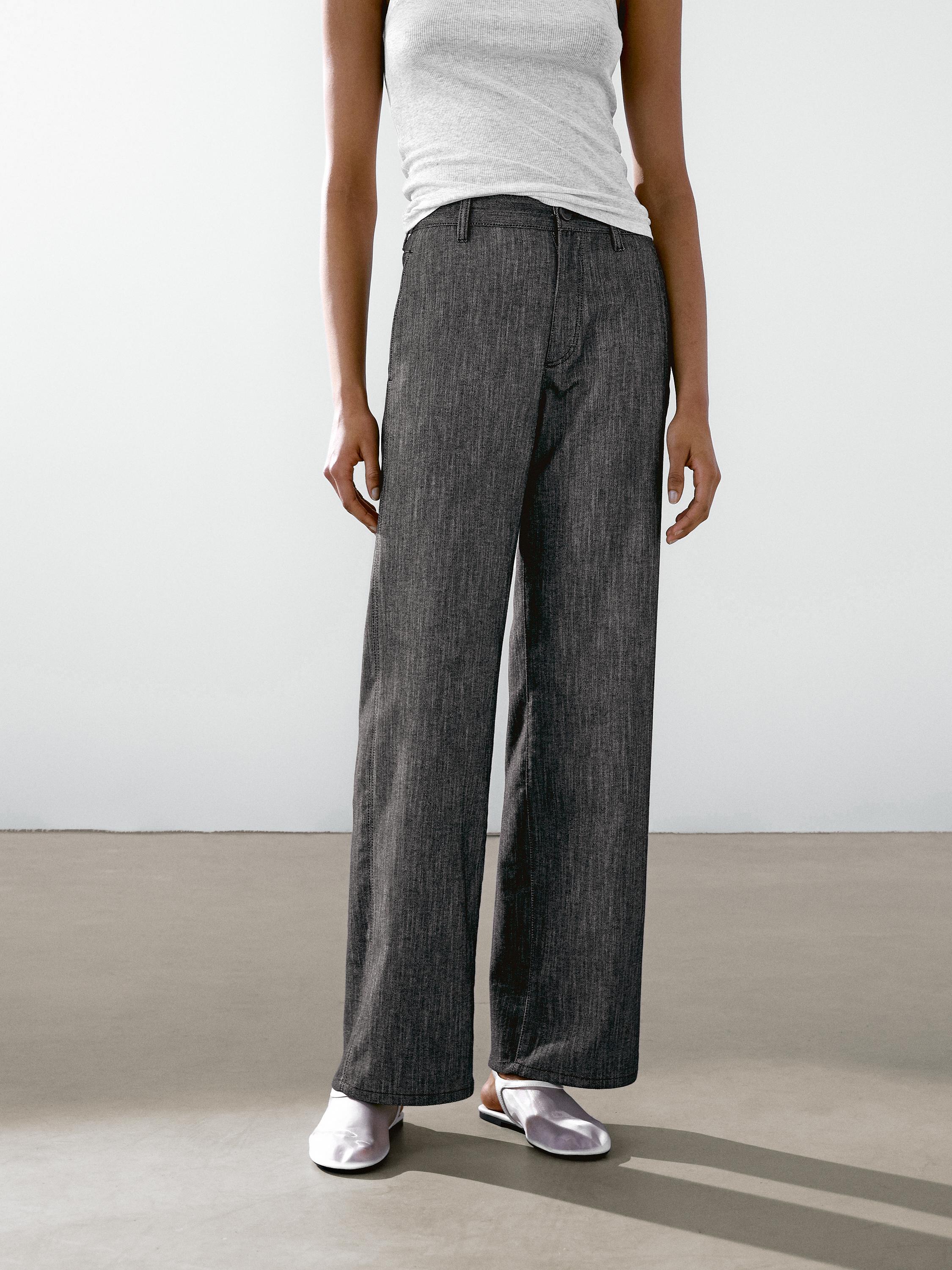 Cotton blend denim trousers