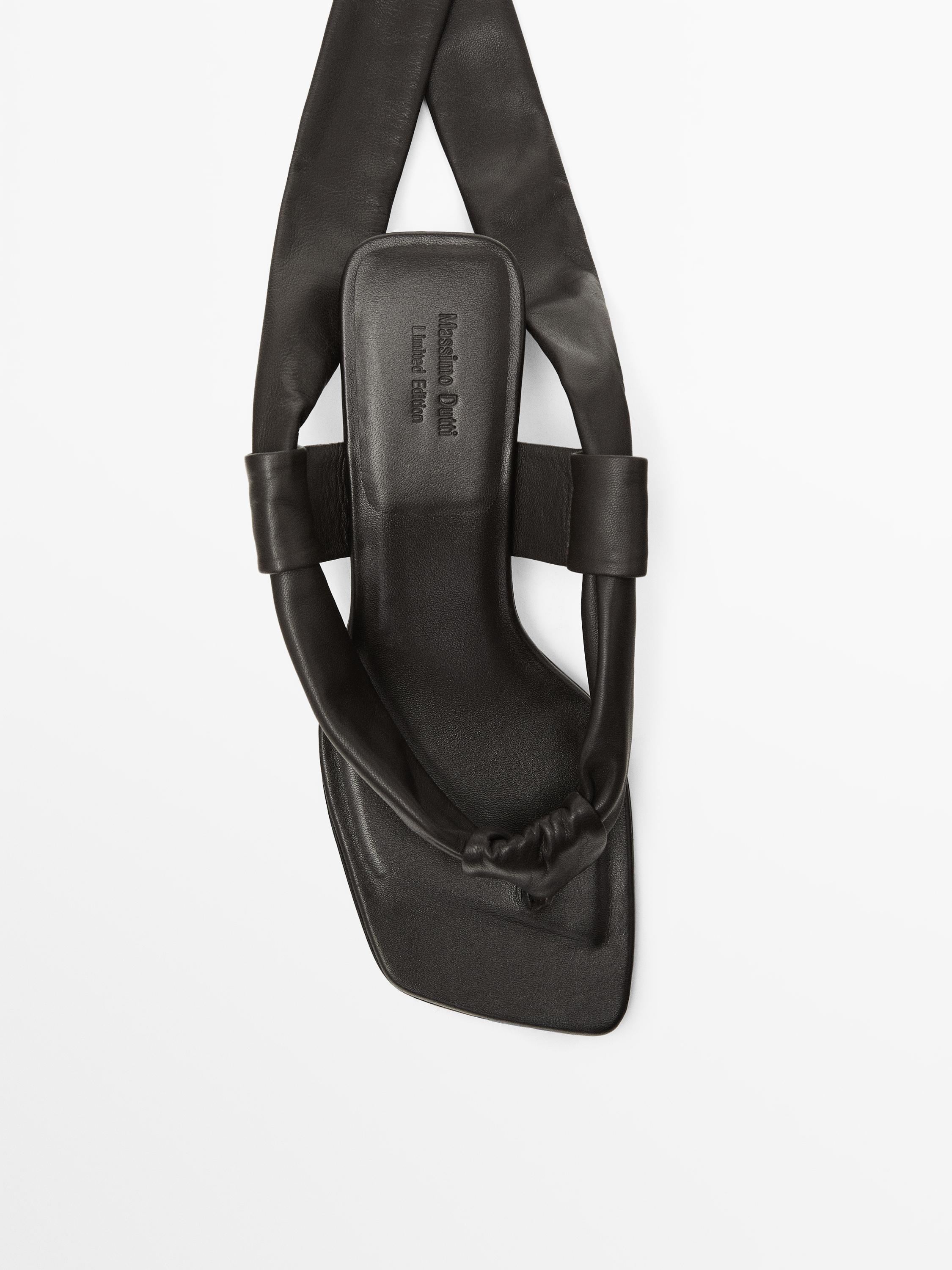 Leather high-heel sandals with tie detail - Limited Edition