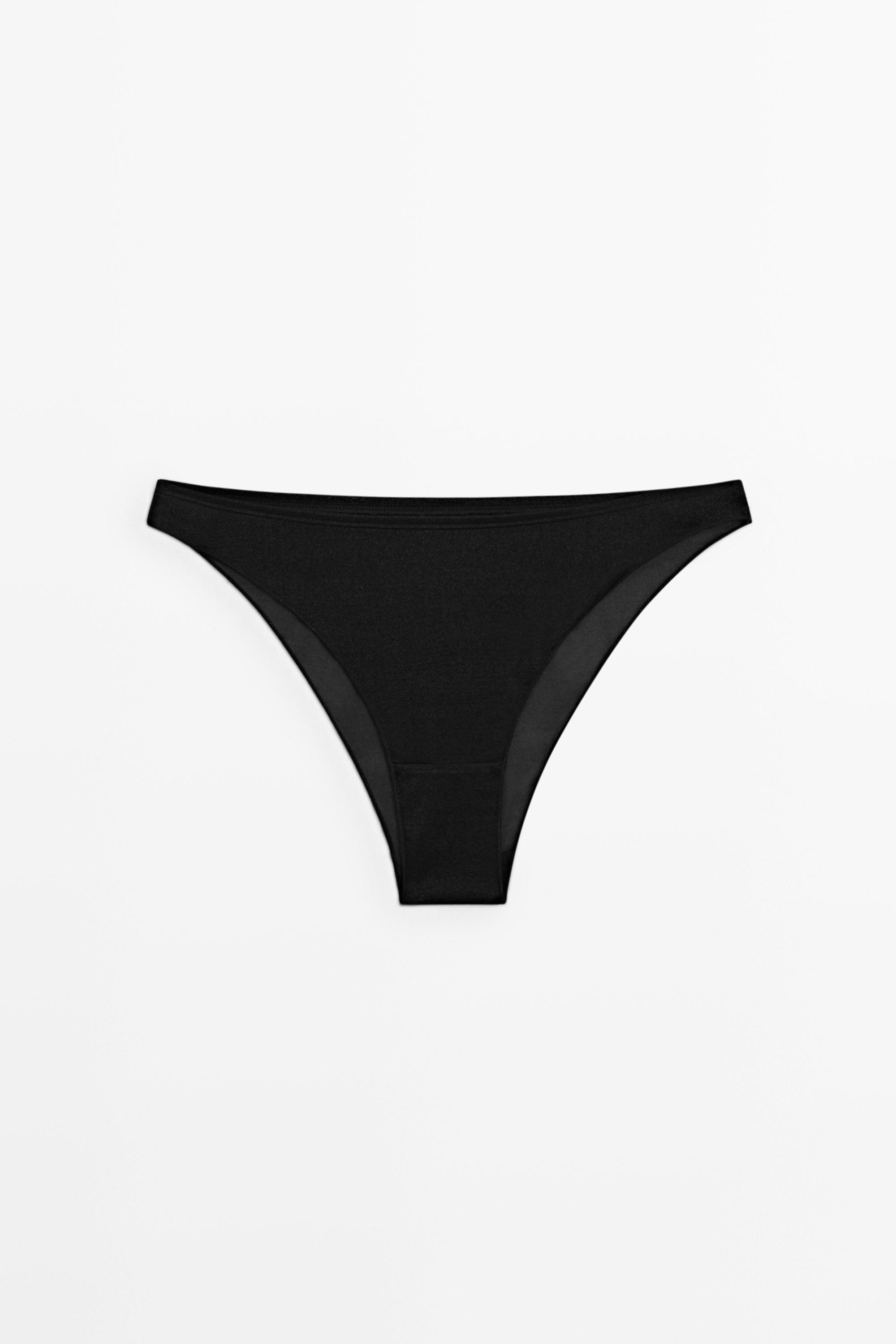 Semi-sheer briefs with metallic detail — BLACK