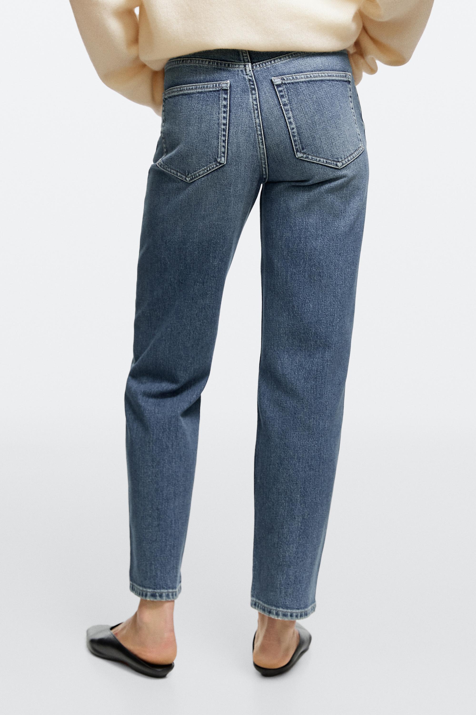 High-waist cropped straight-leg jeans — Light Blue
