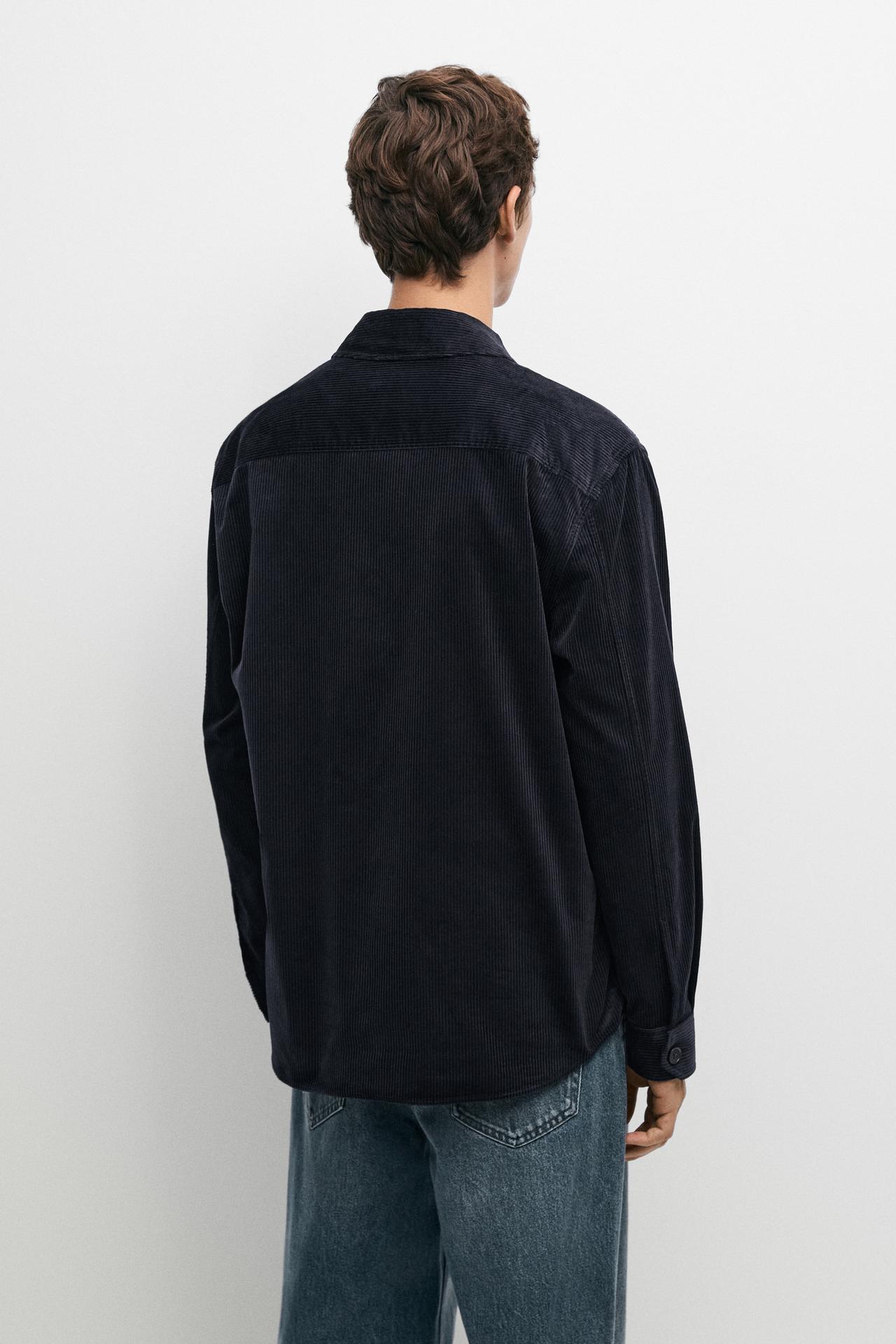 Corduroy overshirt with pocket detail — NAVY BLUE