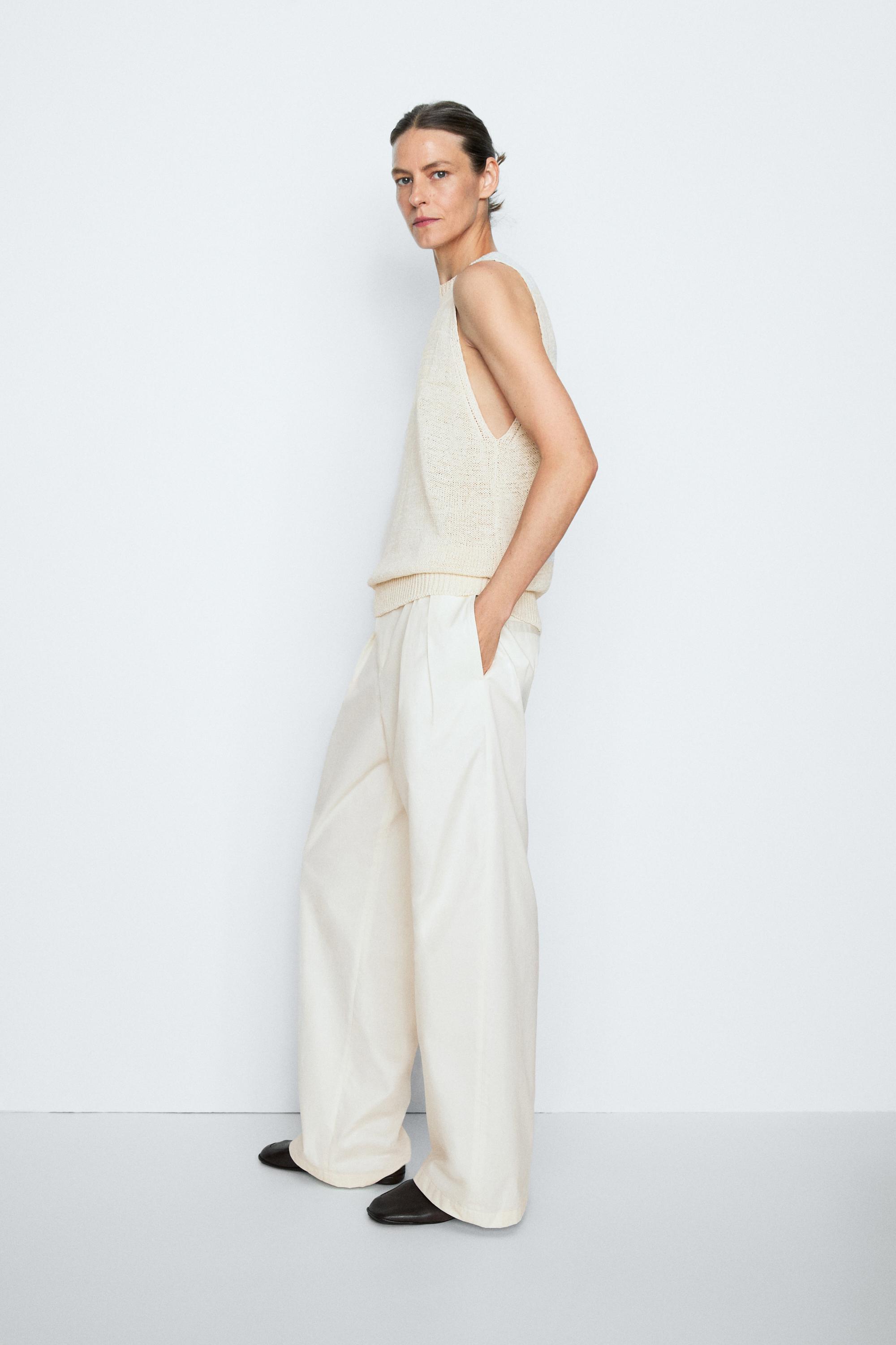 STUDIO Silk-Blend Knit Halter Top — CREAM