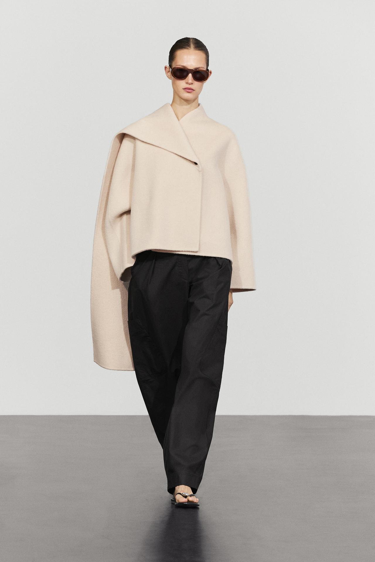 Short coat with scarf detail — Off white