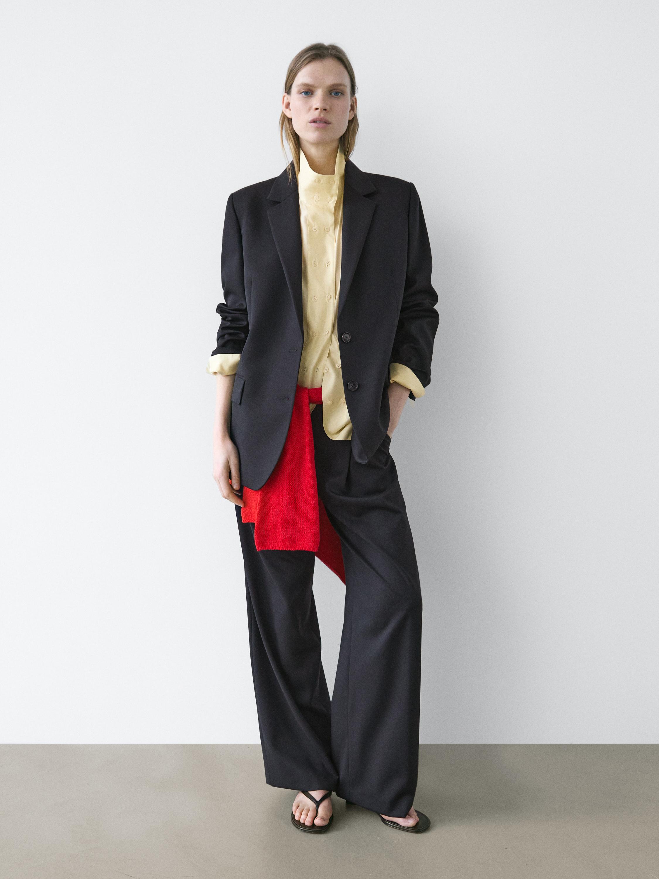 100% extra fine wool two-button blazer — NAVY BLUE