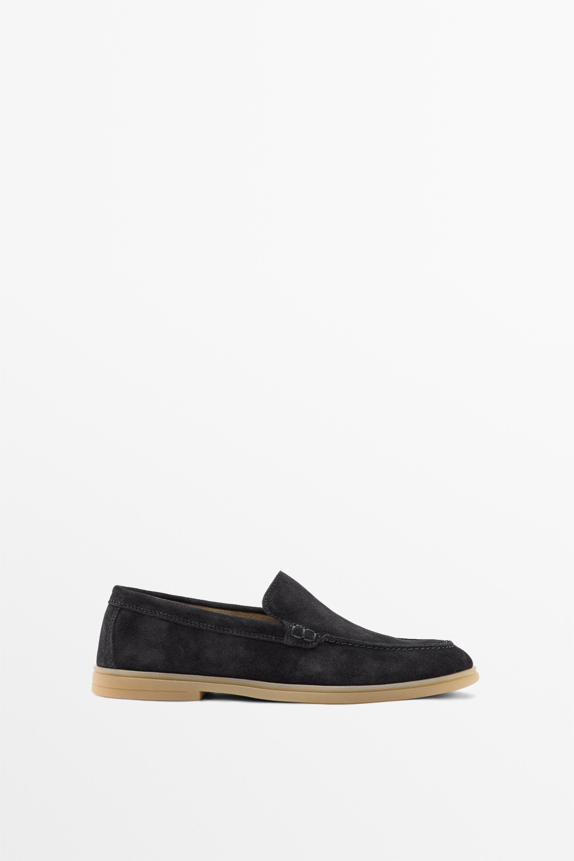 Split leather loafers — BLUE