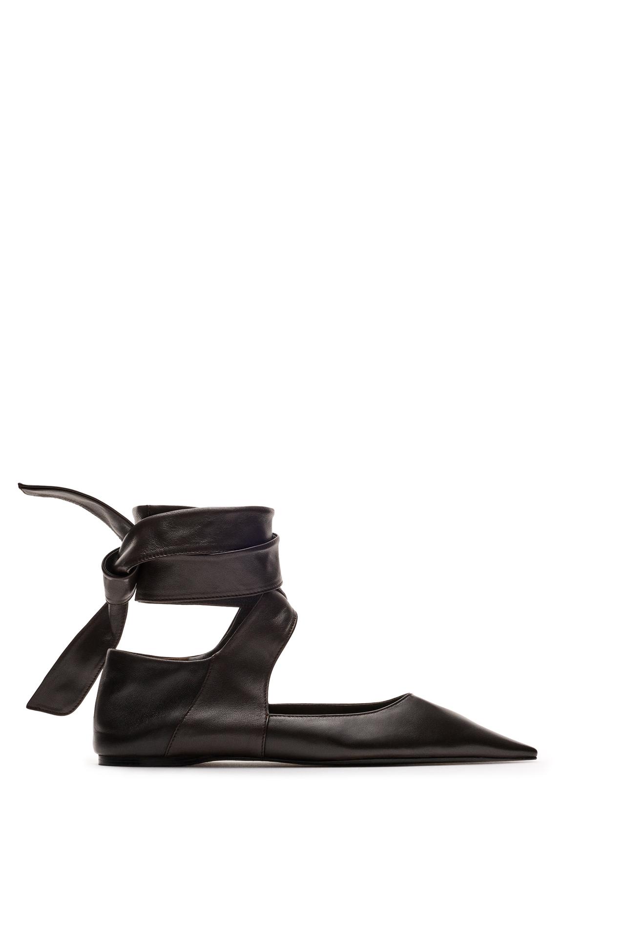 Leather lace-up ballet flat - LIMITED EDITION — BROWN