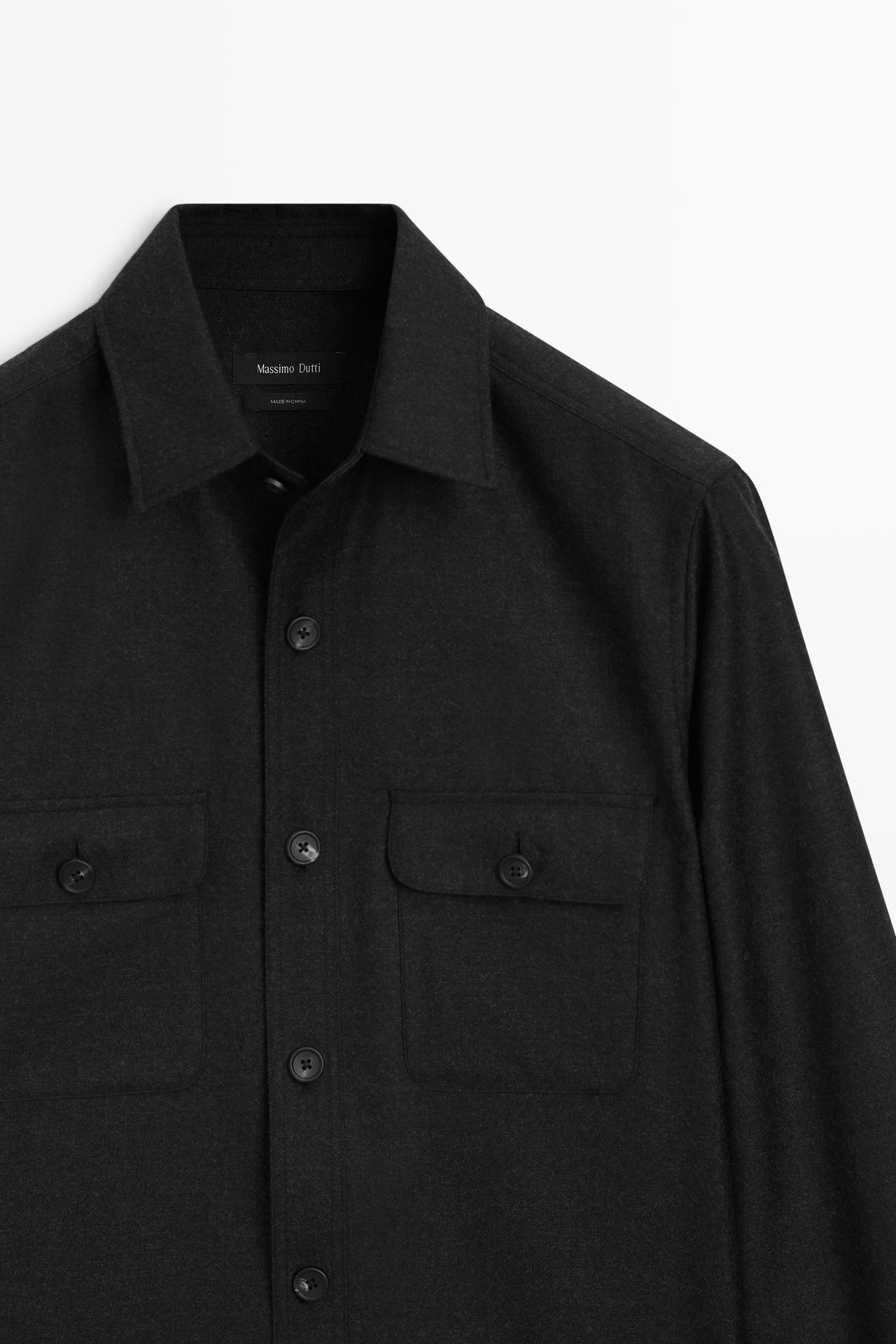 100% wool overshirt with pockets — GREY