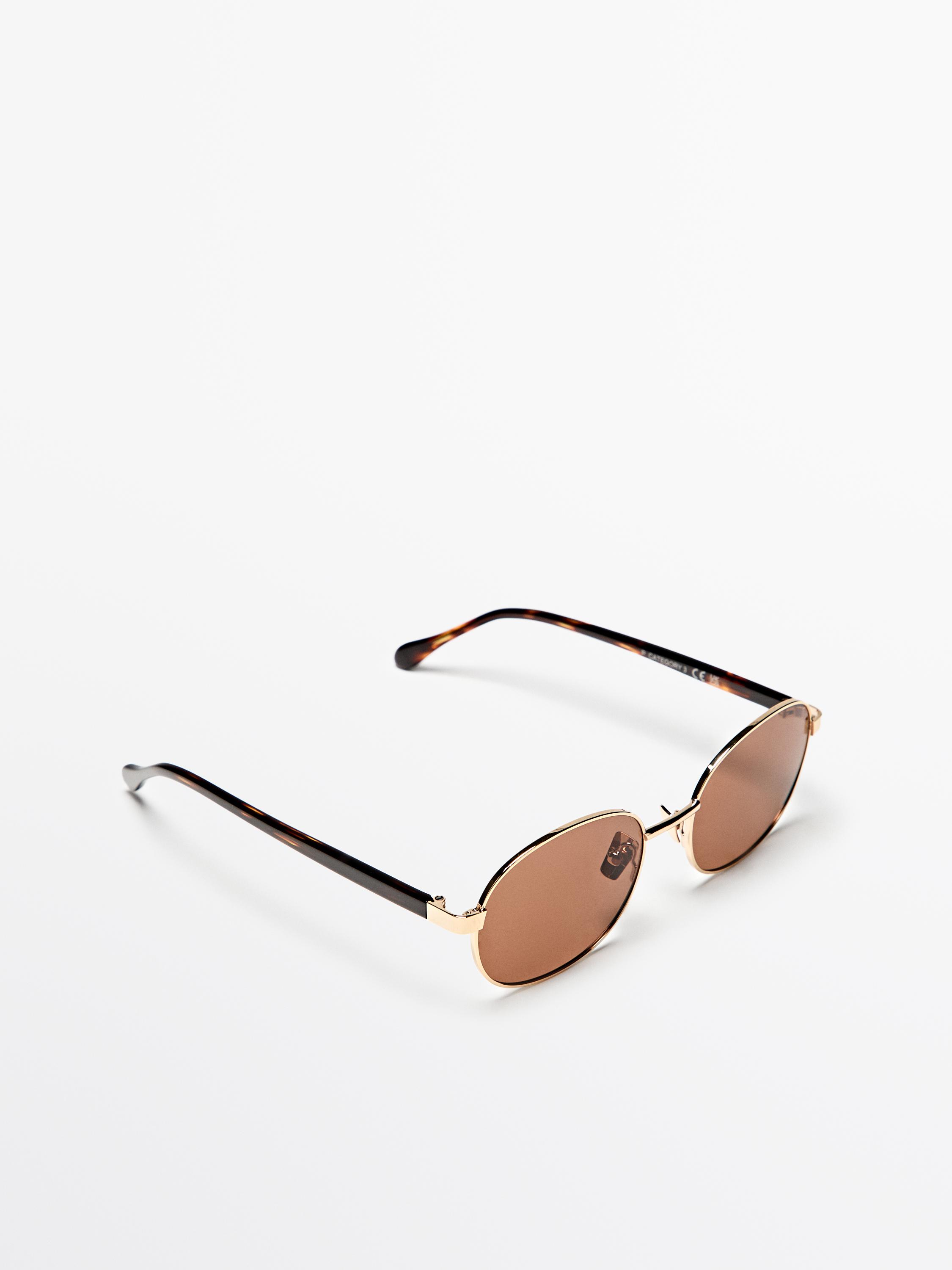 Round metal sunglasses - tortoiseshell effect — GOLD