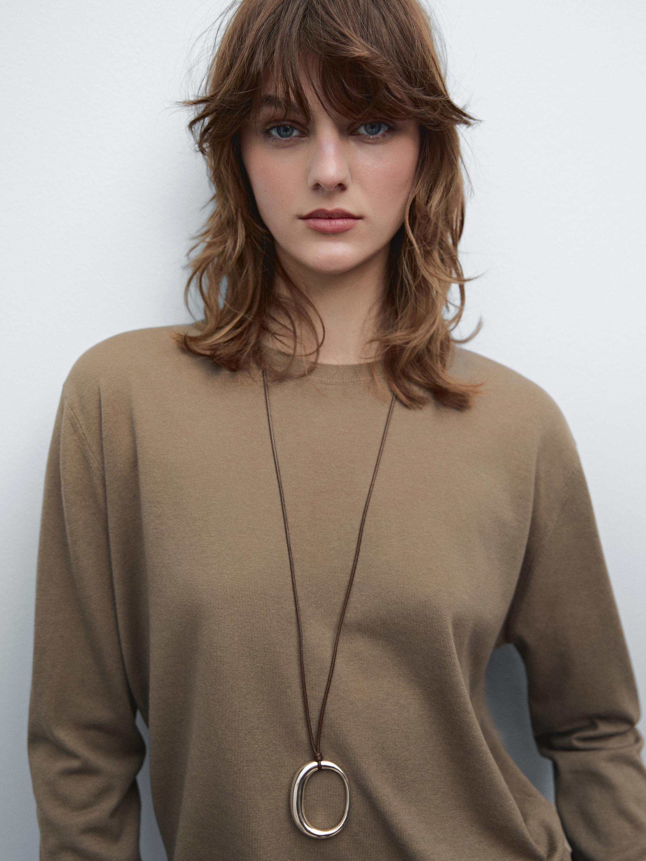 Cotton blend knit sweater