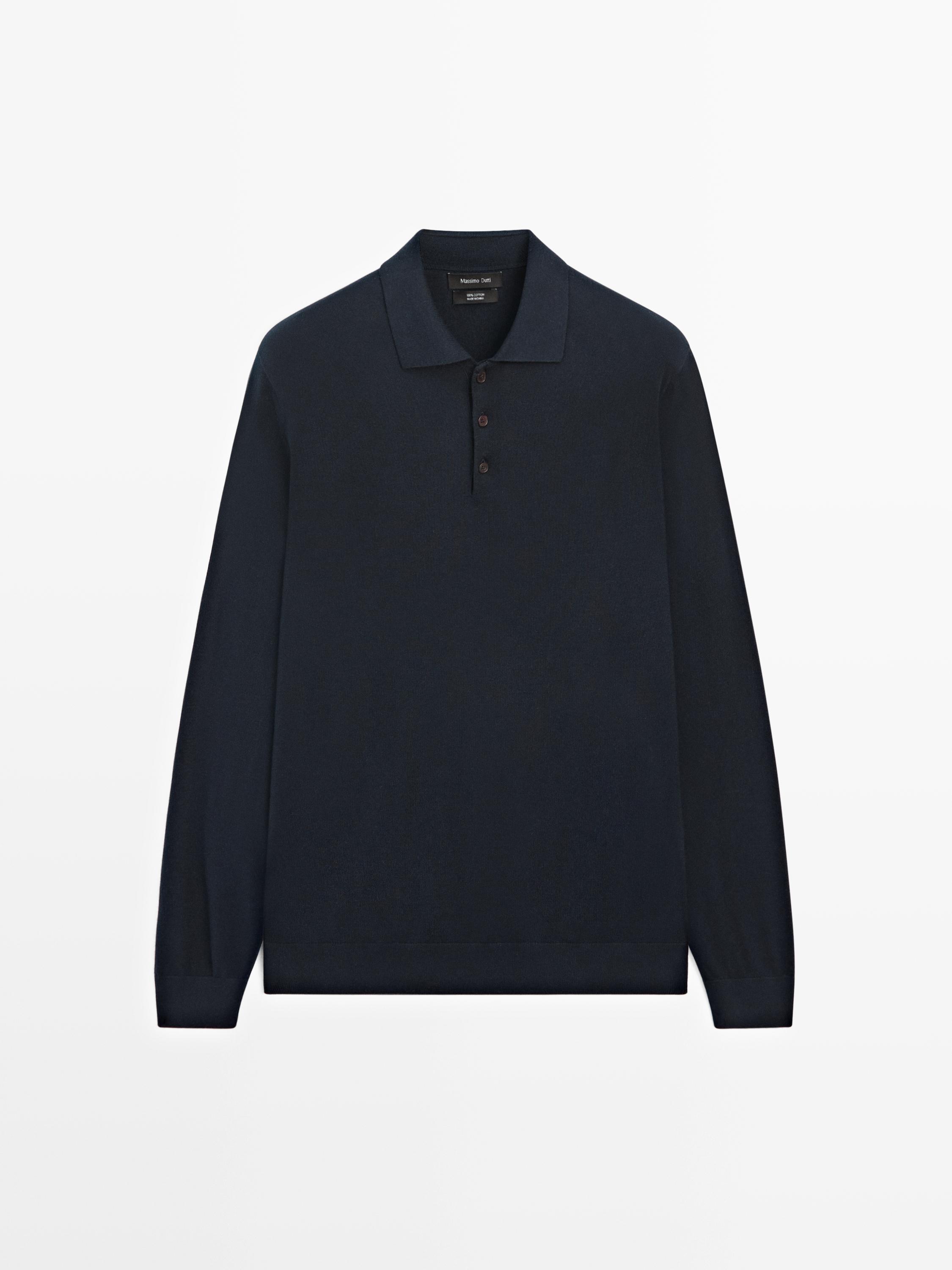 Cotton knit polo sweater