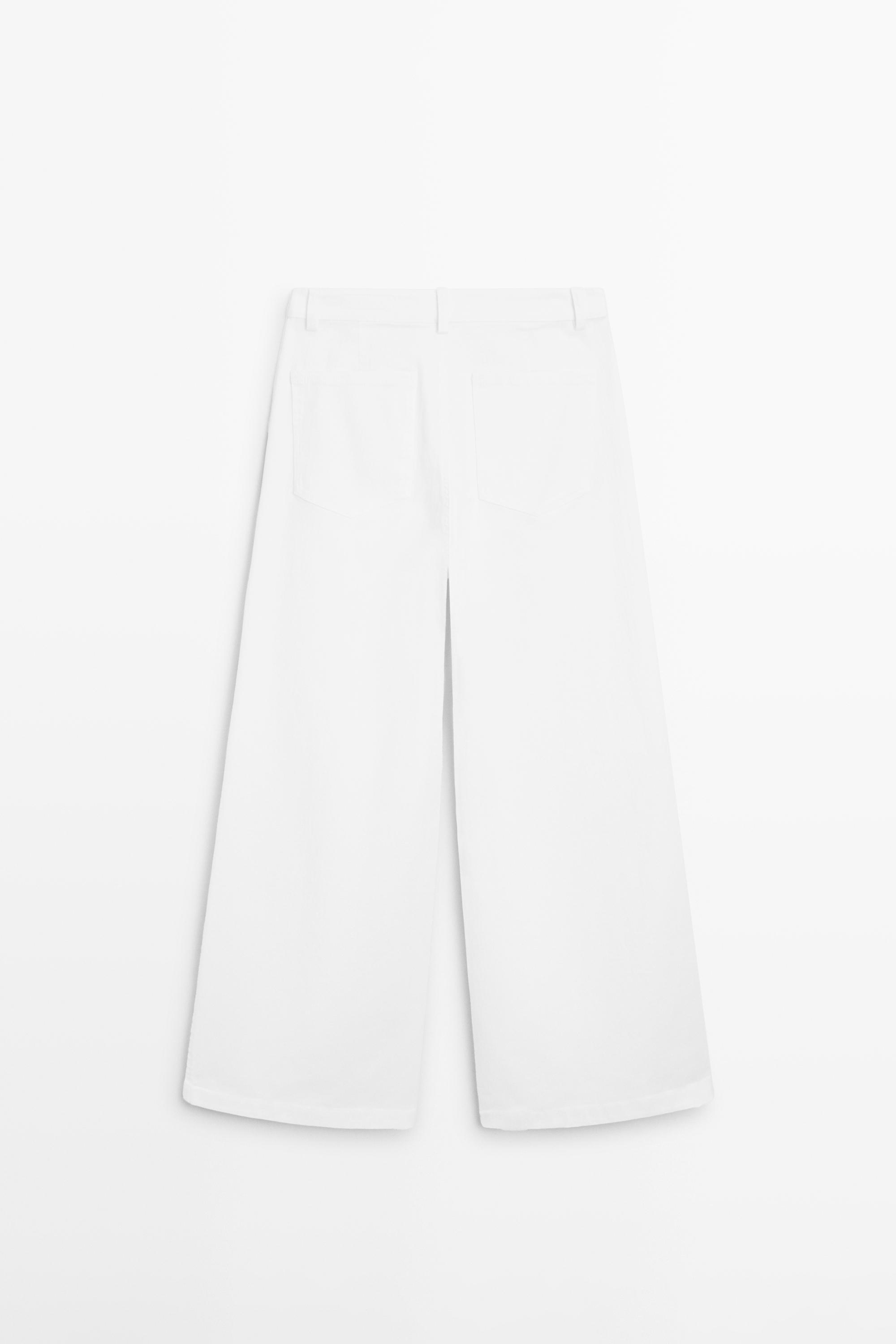 High-waist palazzo jeans — WHITE