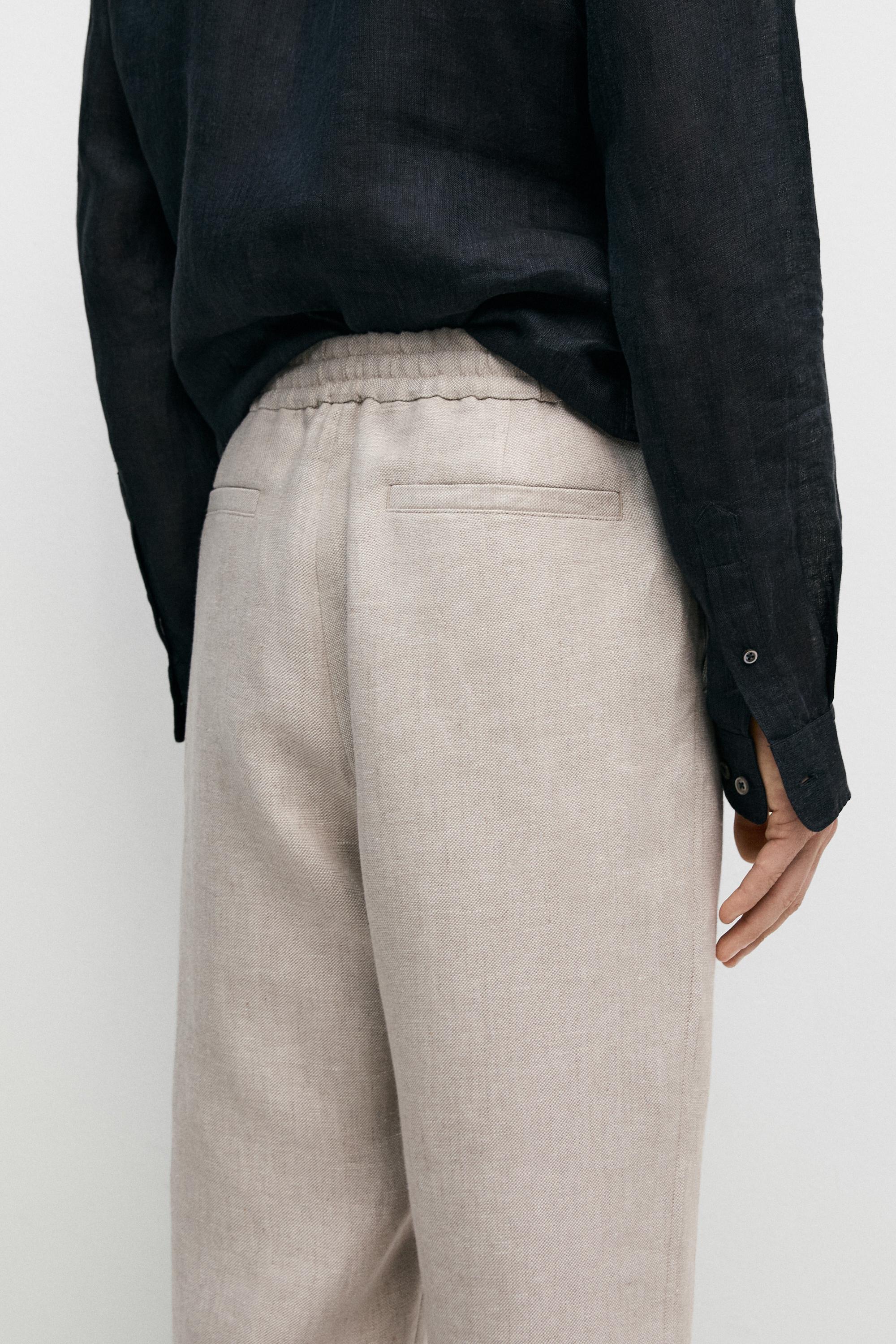 100% linen textured co-ord pants — CREAM