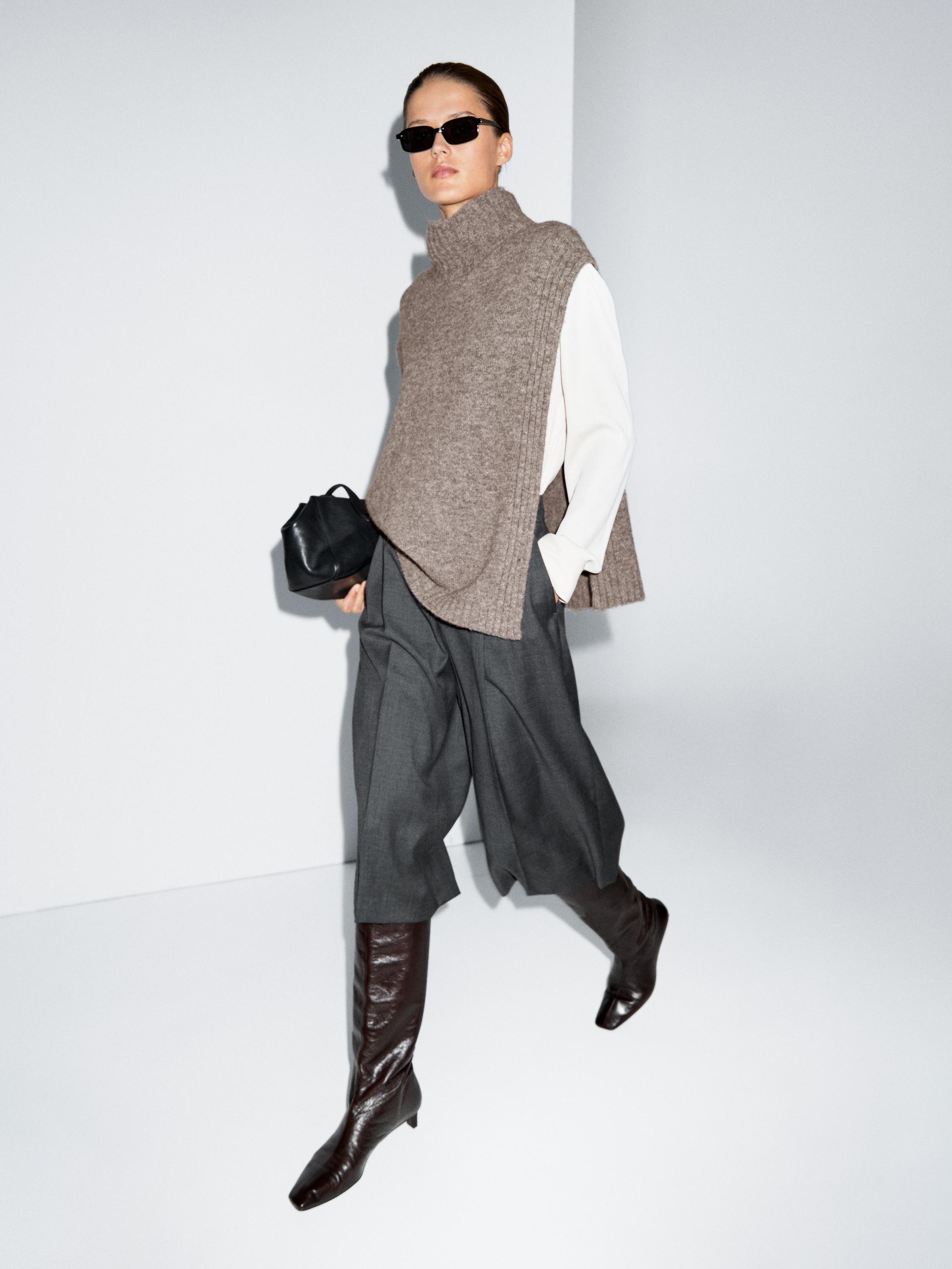 Long wool Bermuda shorts with darts — GREY