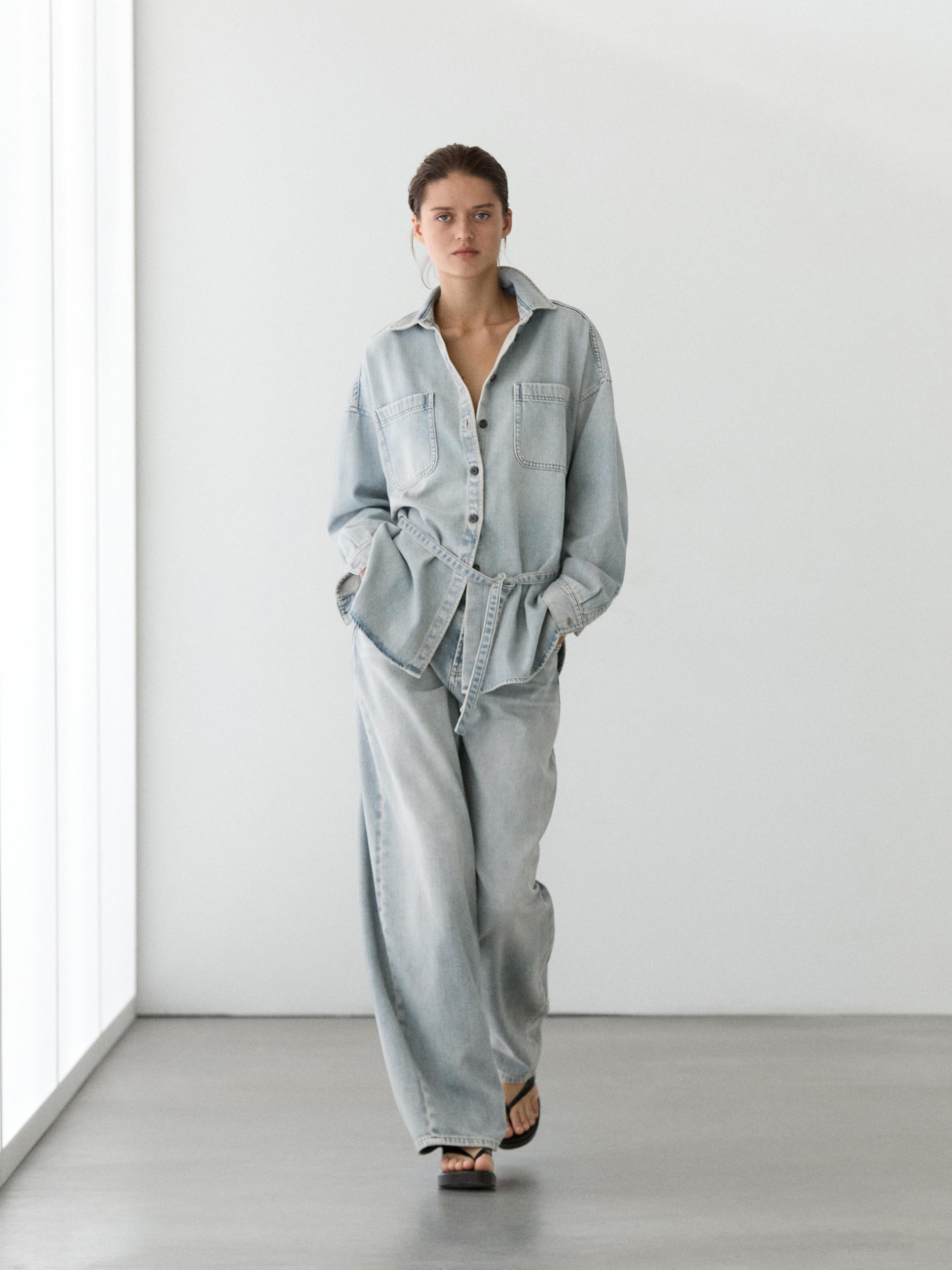 Chemise denim oversize avec poches