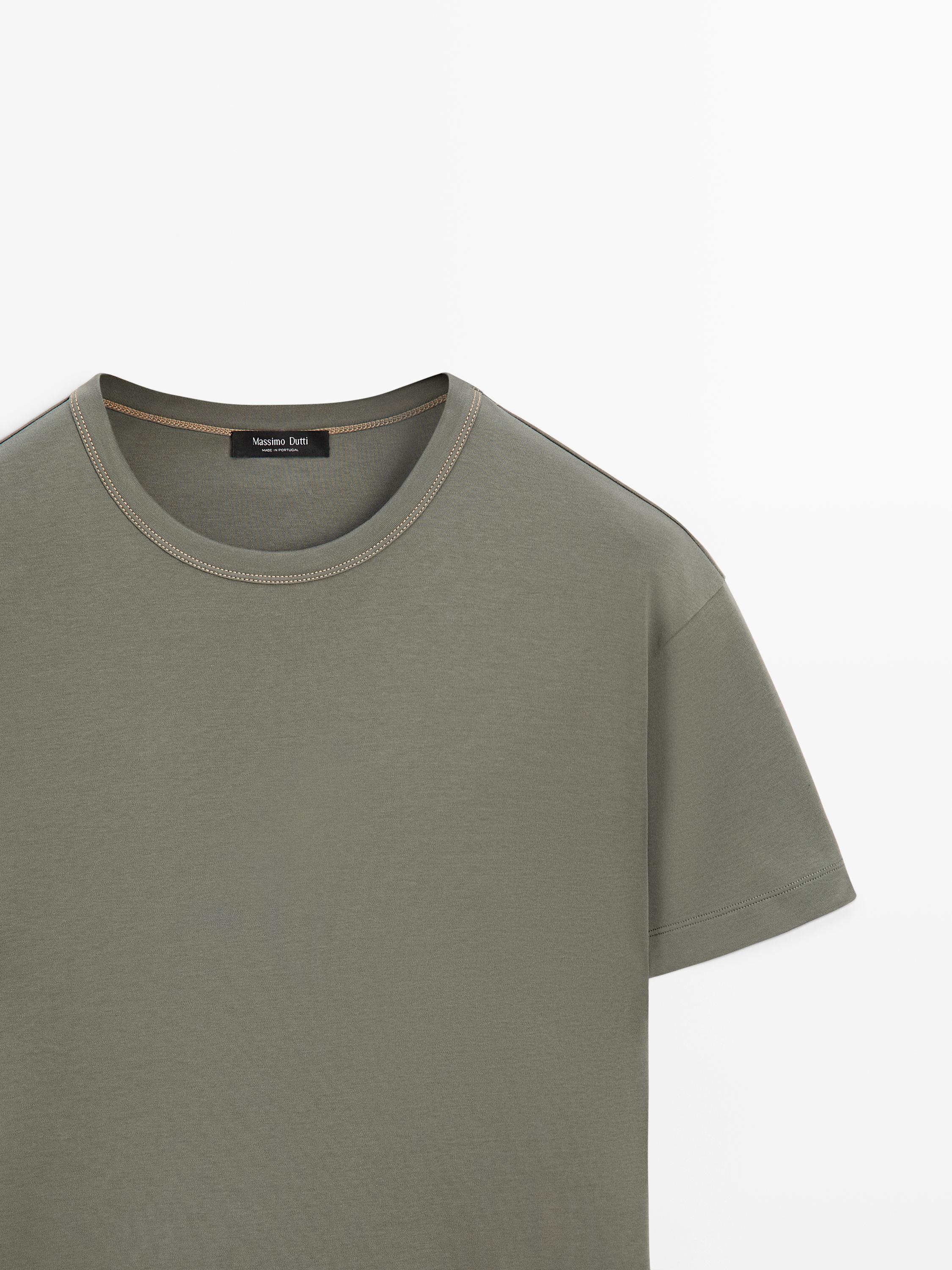 100% cotton short-sleeve T-shirt — KHAKI
