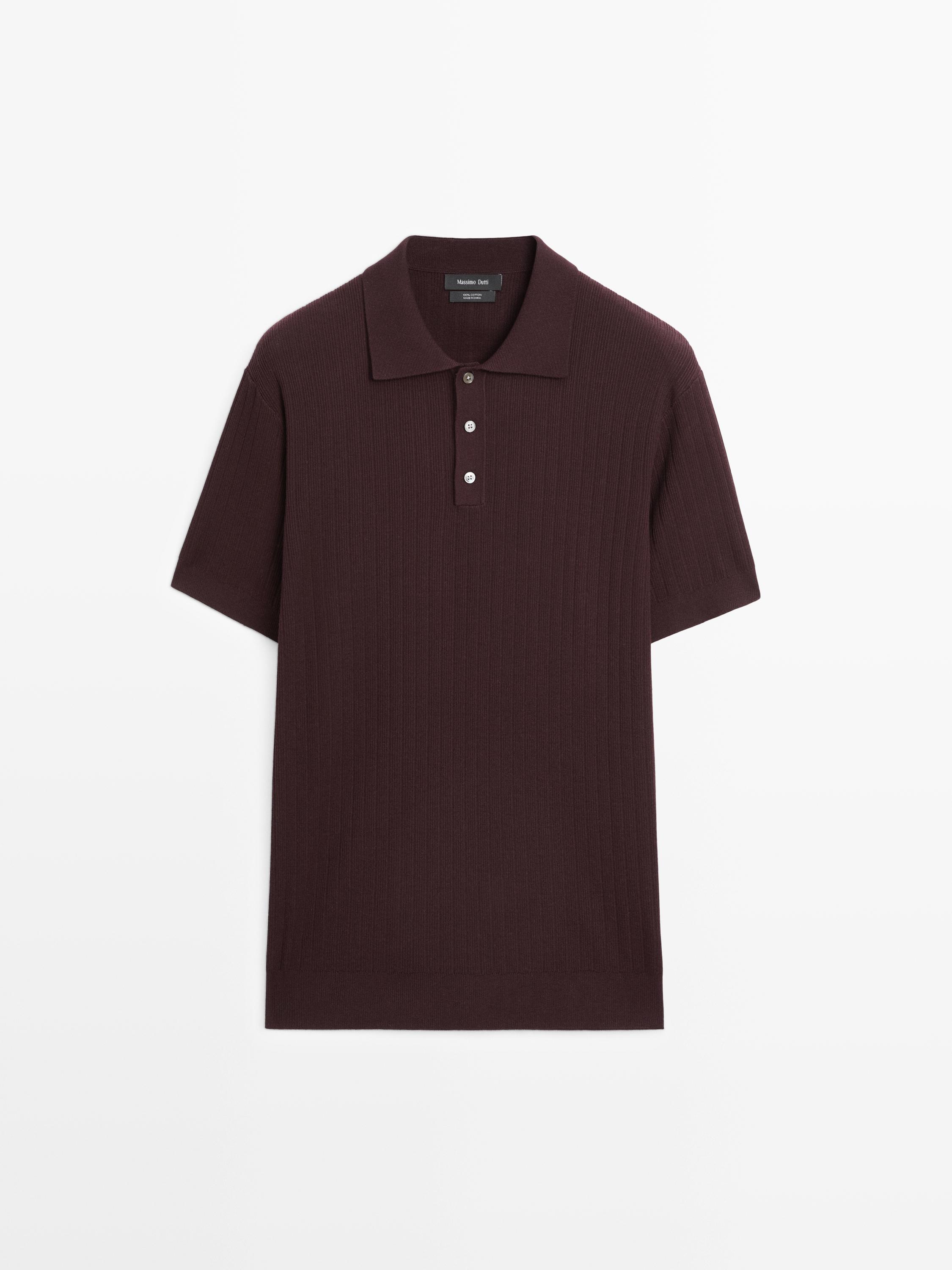 Geripptes Baumwoll-Poloshirt