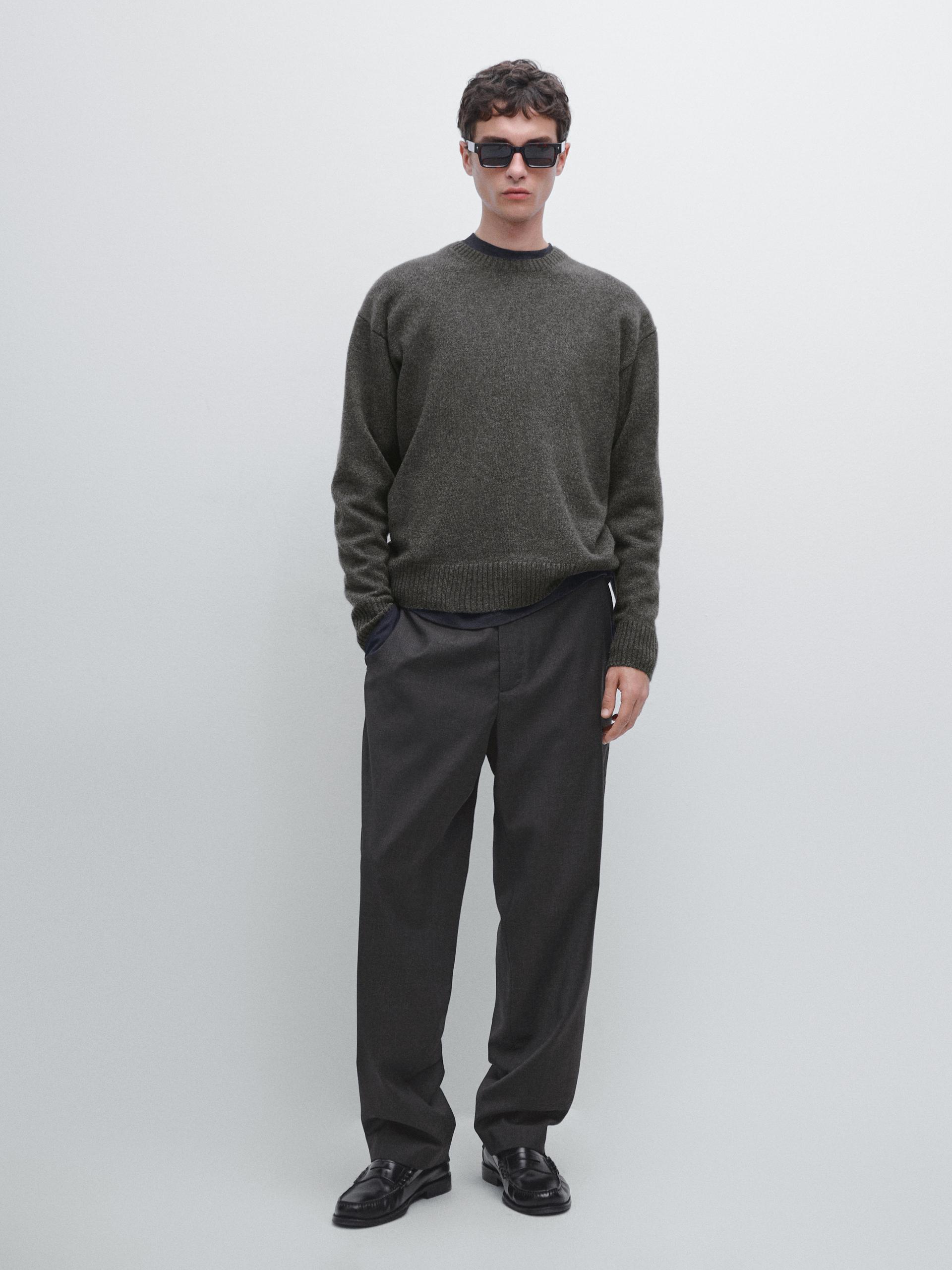 Camisola De Malha 100% Caxemira - Cinza Médio - L - Massimo Dutti - Homem