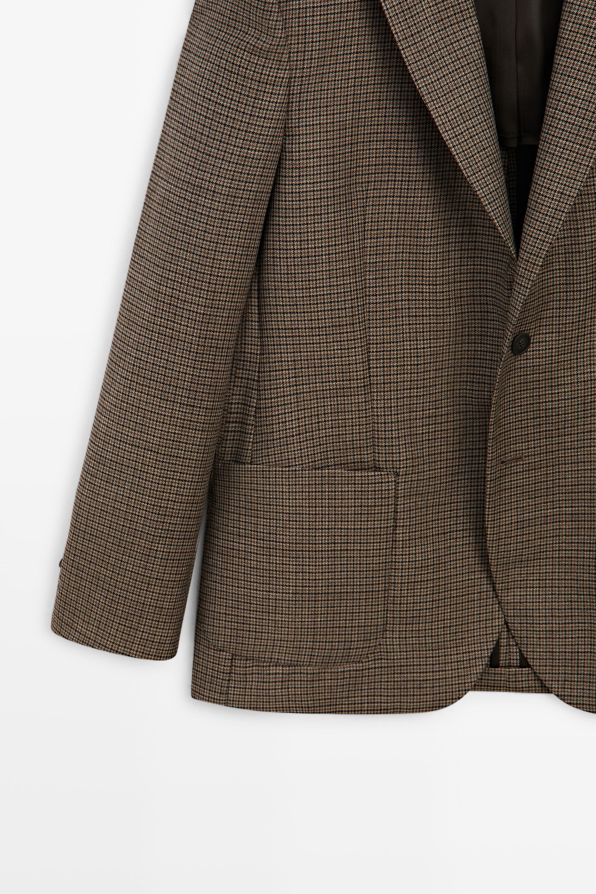 100% wool houndstooth blazer — BEIGE MARL