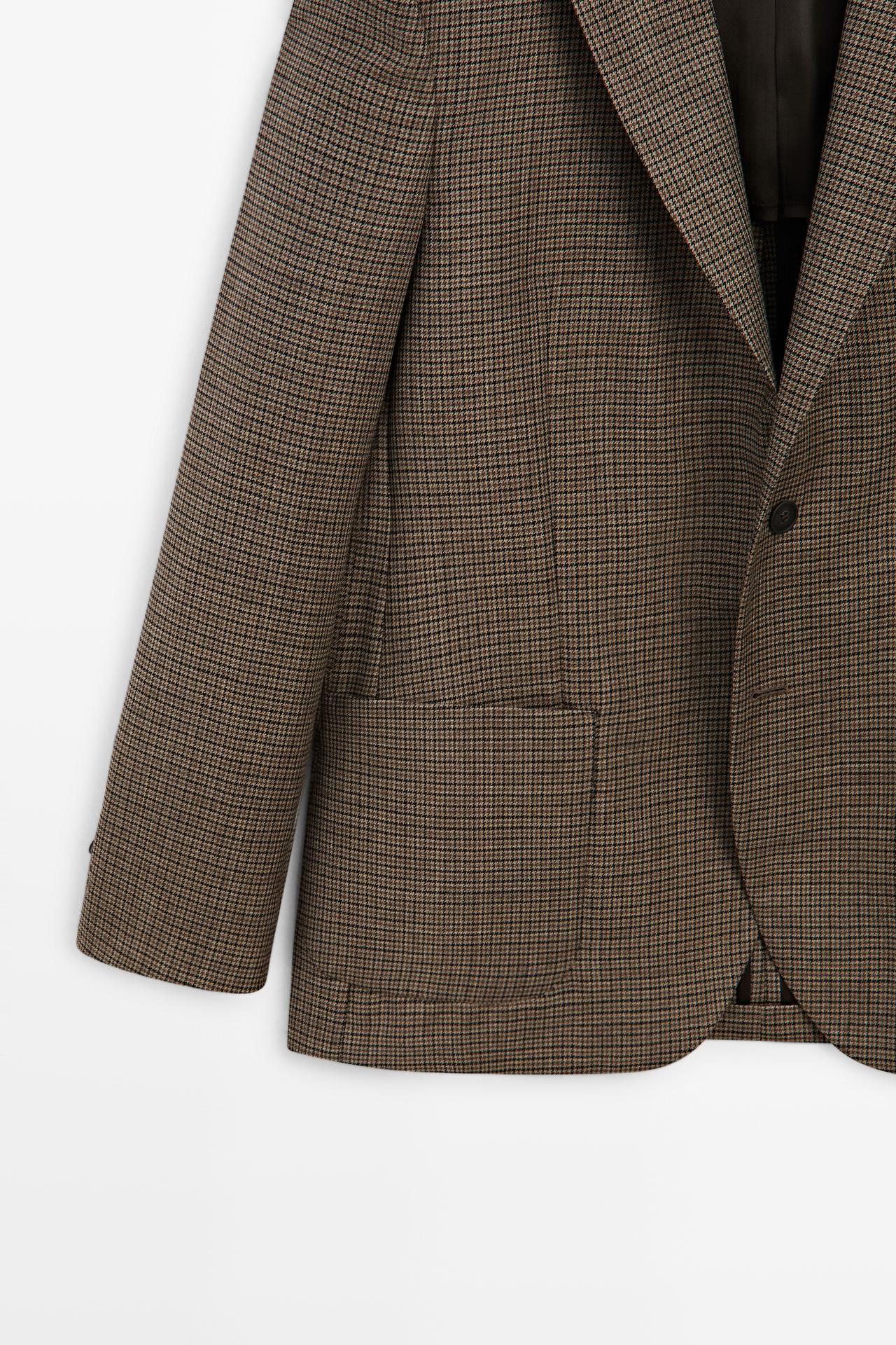 100% wool houndstooth blazer — BEIGE MARL