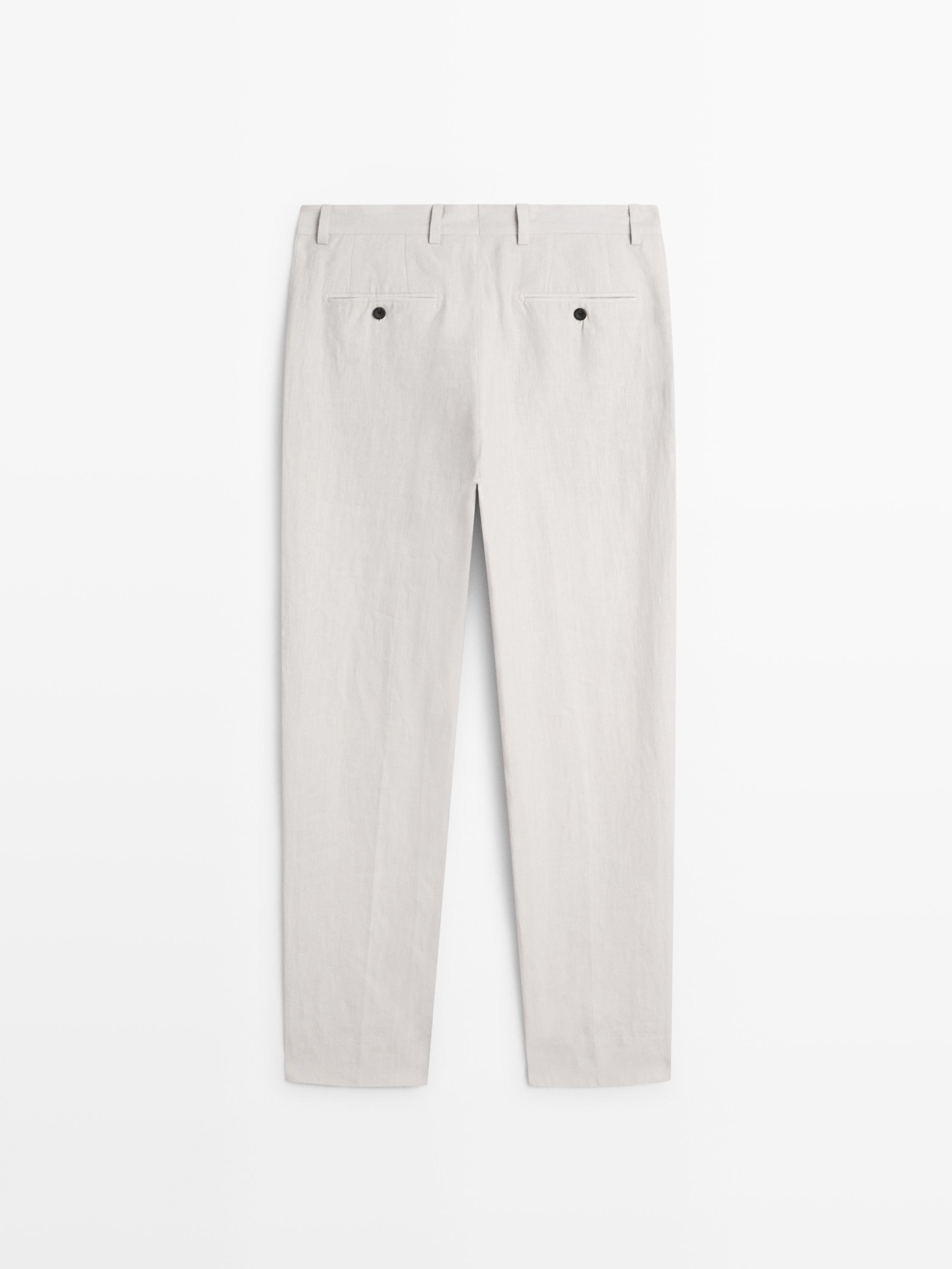 بنطلون بقصة باريل من الكتان المحبوك