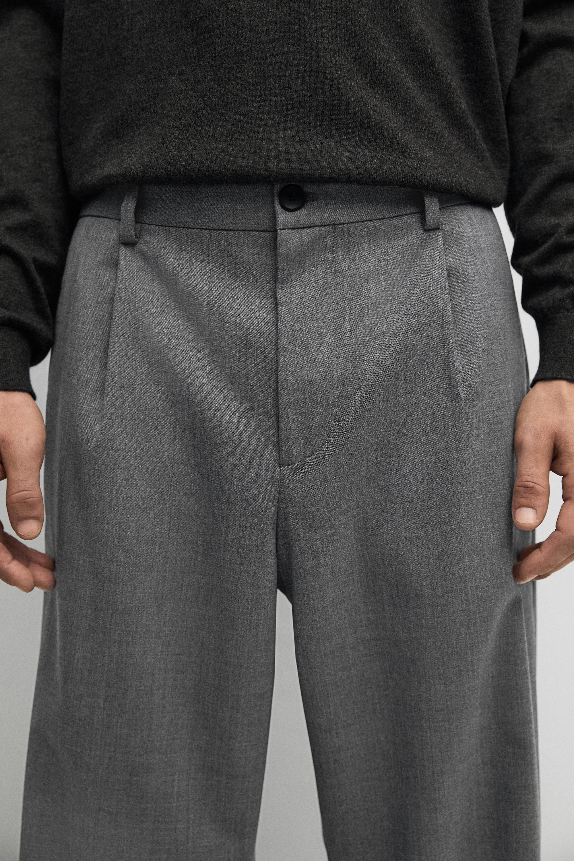 Wool blend cool wool darted pants — MEDIUM GREY