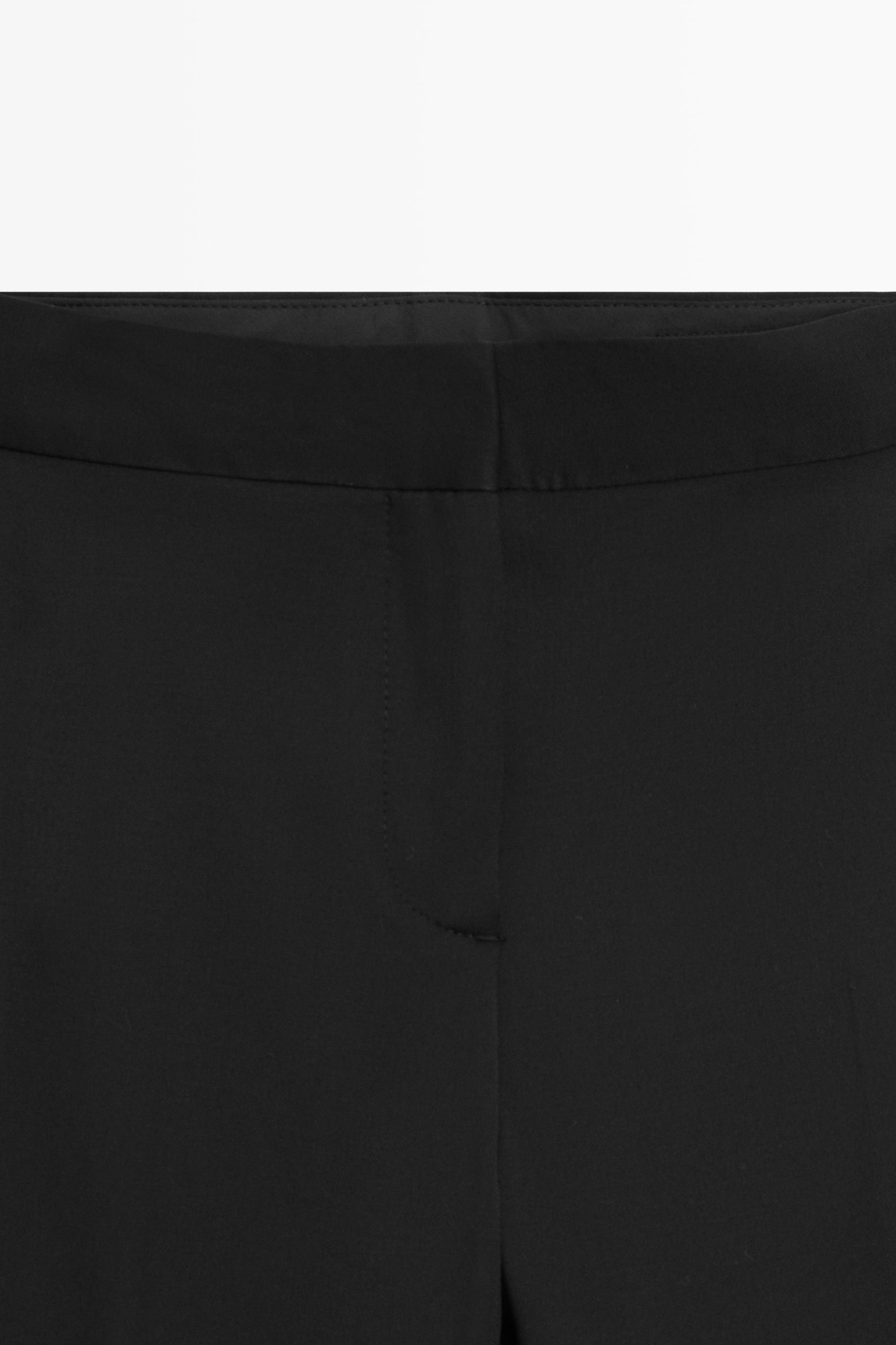 100% cool wool straight fit trousers — BLACK