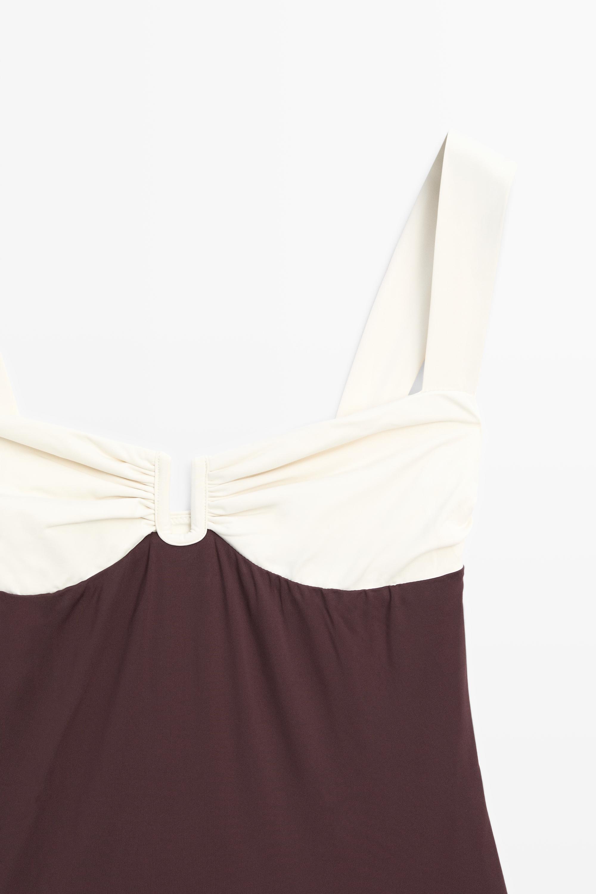 Swimsuit with gathered detail — BROWN